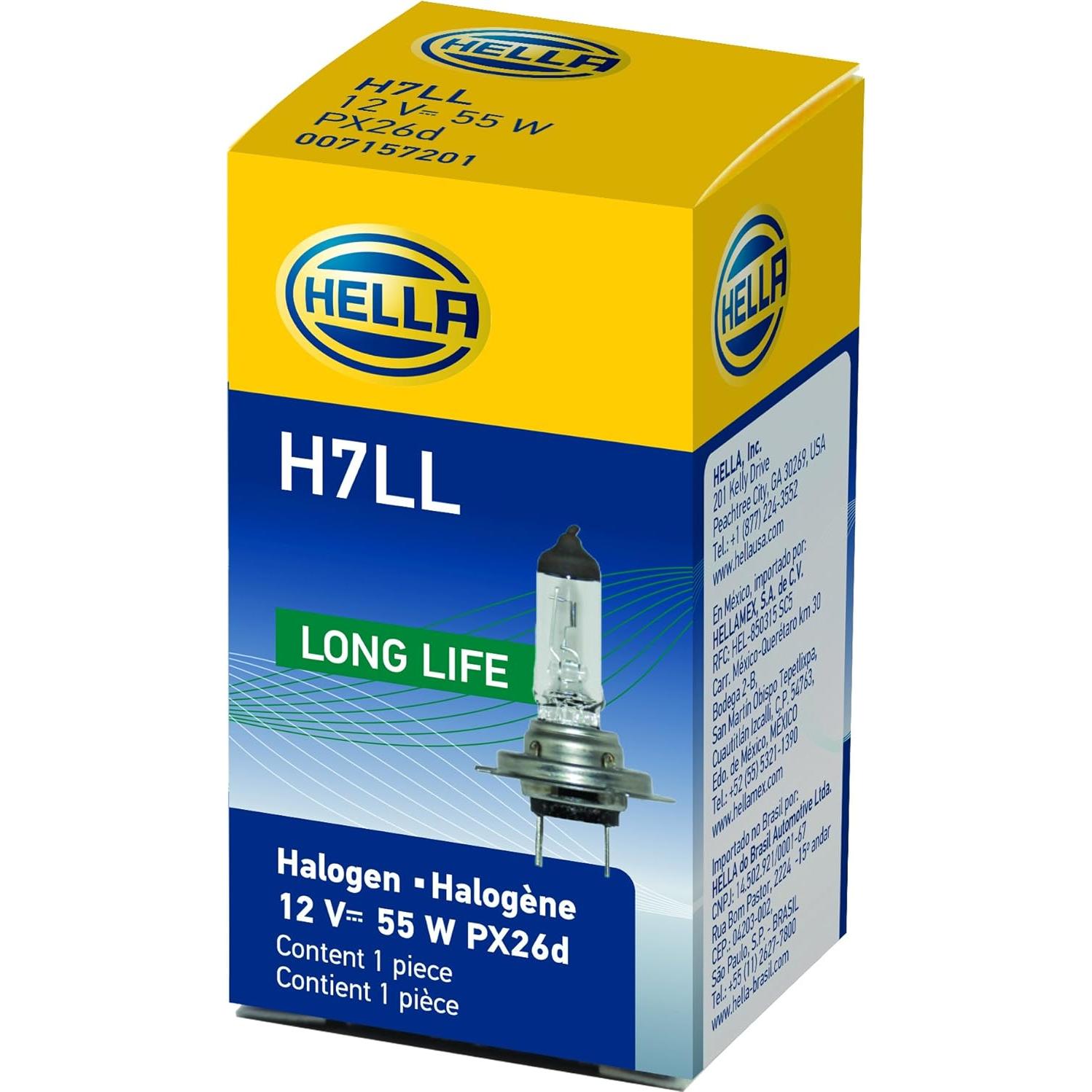 Bombilla Halógena Hella H7LL Larga Vida 12V 55W Paquete de 2