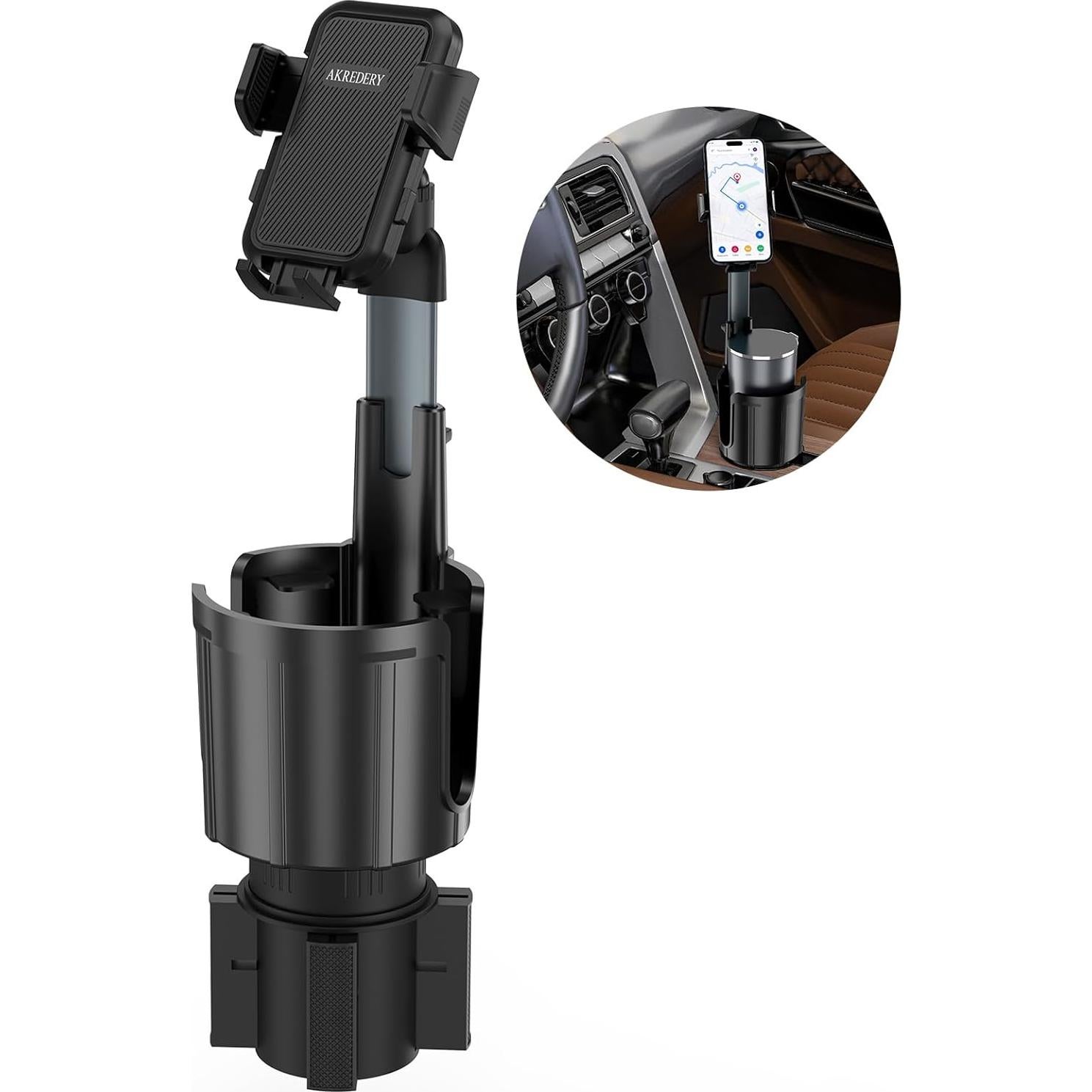 Soporte para teléfono de coche AKREDERY 2 en 1 ajustable negro