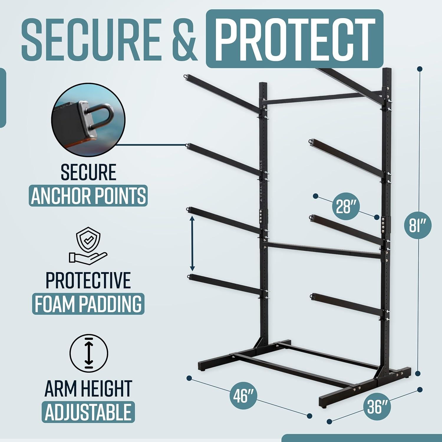 Soporte de Almacenamiento para 4 Kayaks Teal Triangle Negro