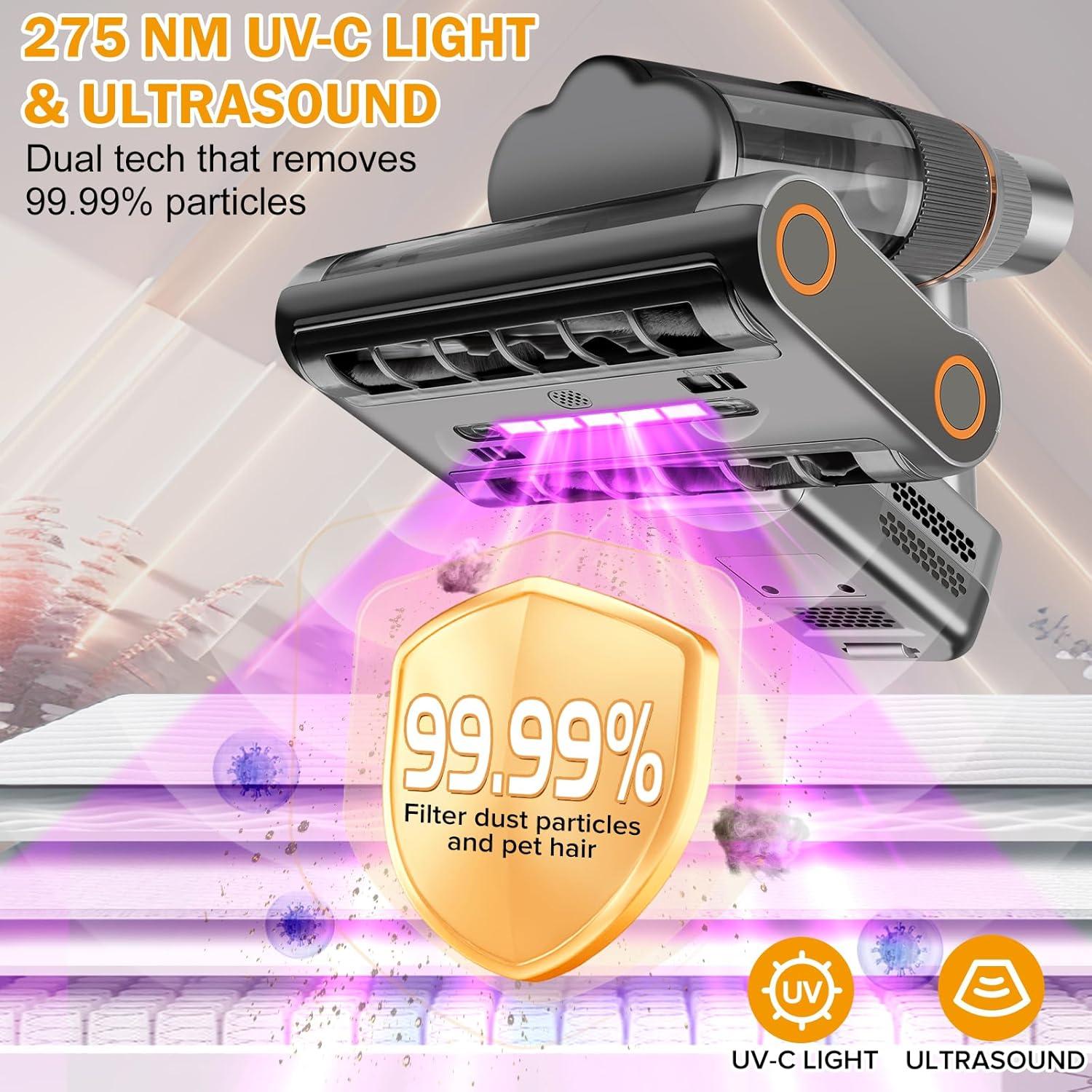 Aspiradora de colchones DAVANPAL 500W con luz UV-C y HEPA