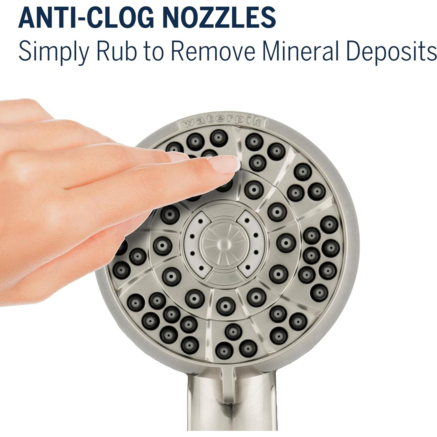 Cabezal de Ducha de Mano Waterpik XAS-649E 6 Modos Níquel Cepillado