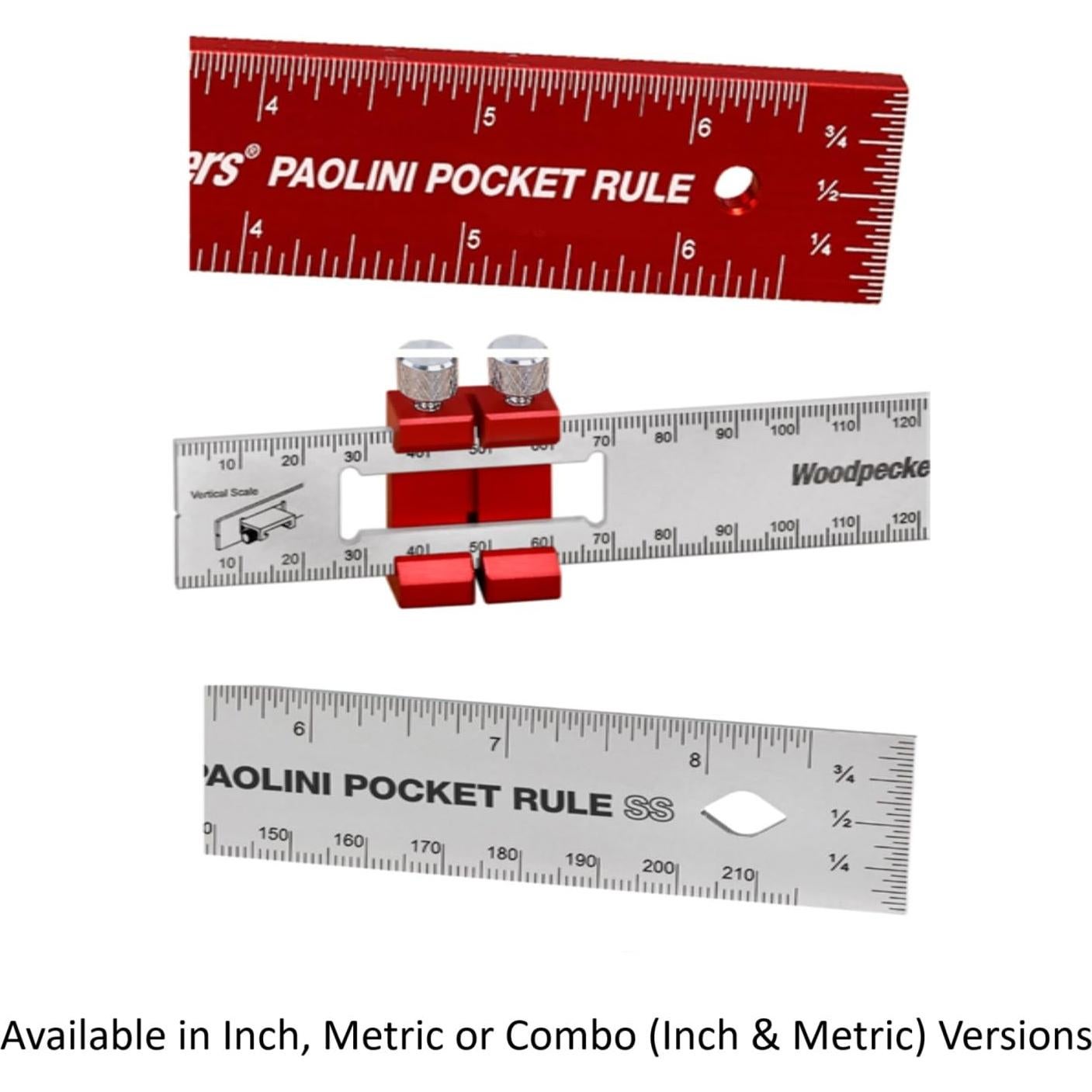 Regla de Carpintería Paolini Woodpeckers 6" Aluminio con Tope