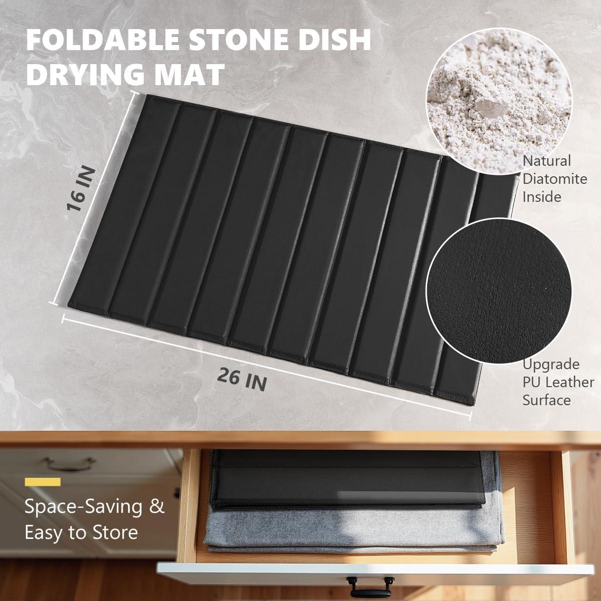 Alfombrilla de Secado de Platos DOMACI 66x41 cm Diatomita Negra