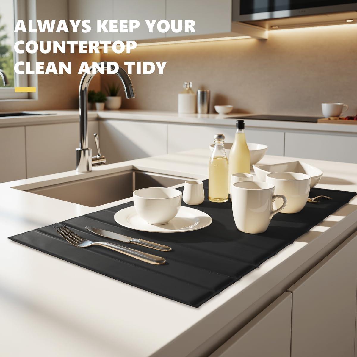 Alfombrilla de Secado de Platos DOMACI 66x41 cm Diatomita Negra