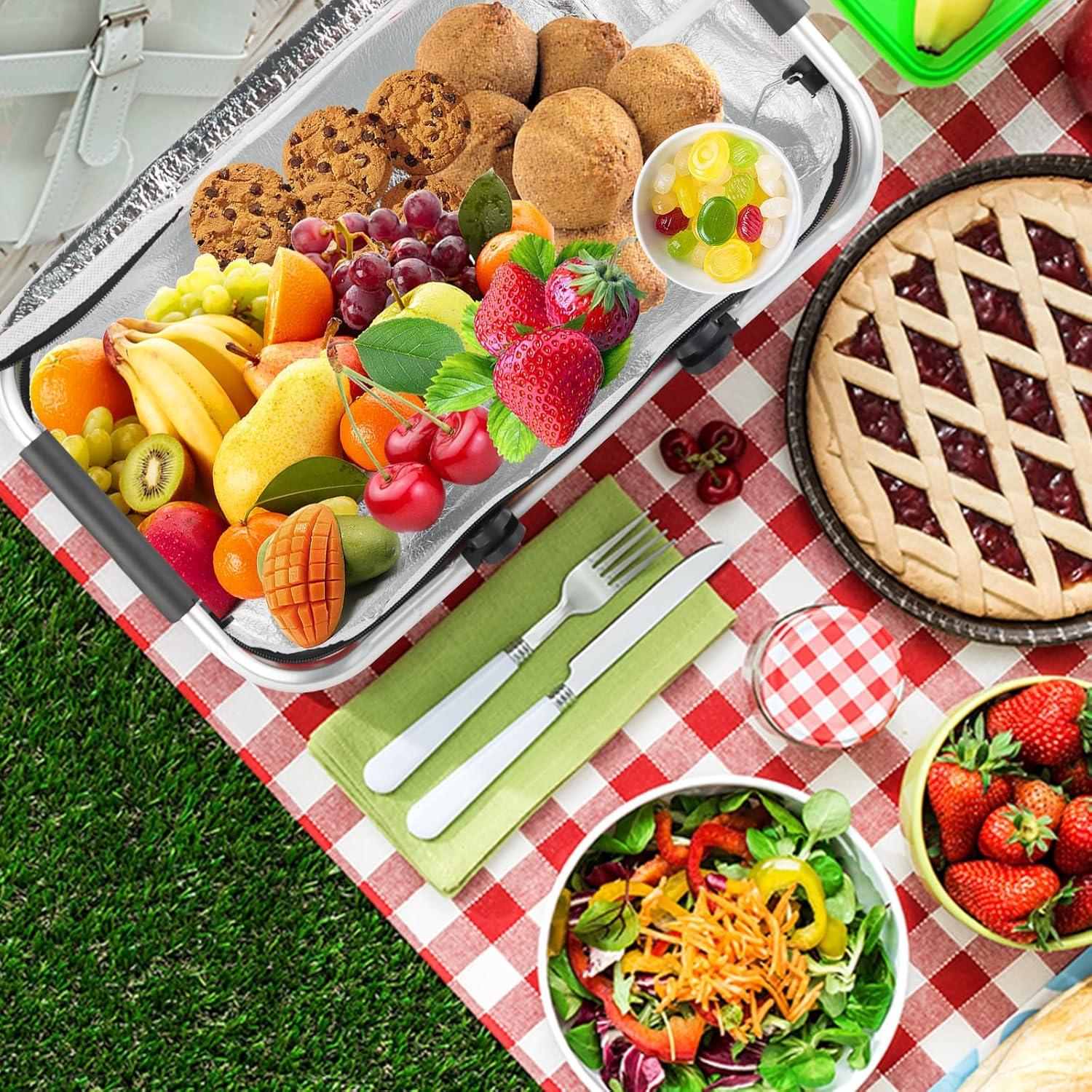 Cesta de Picnic Aislada KEFOMOL 32L Cuadrícula Negra