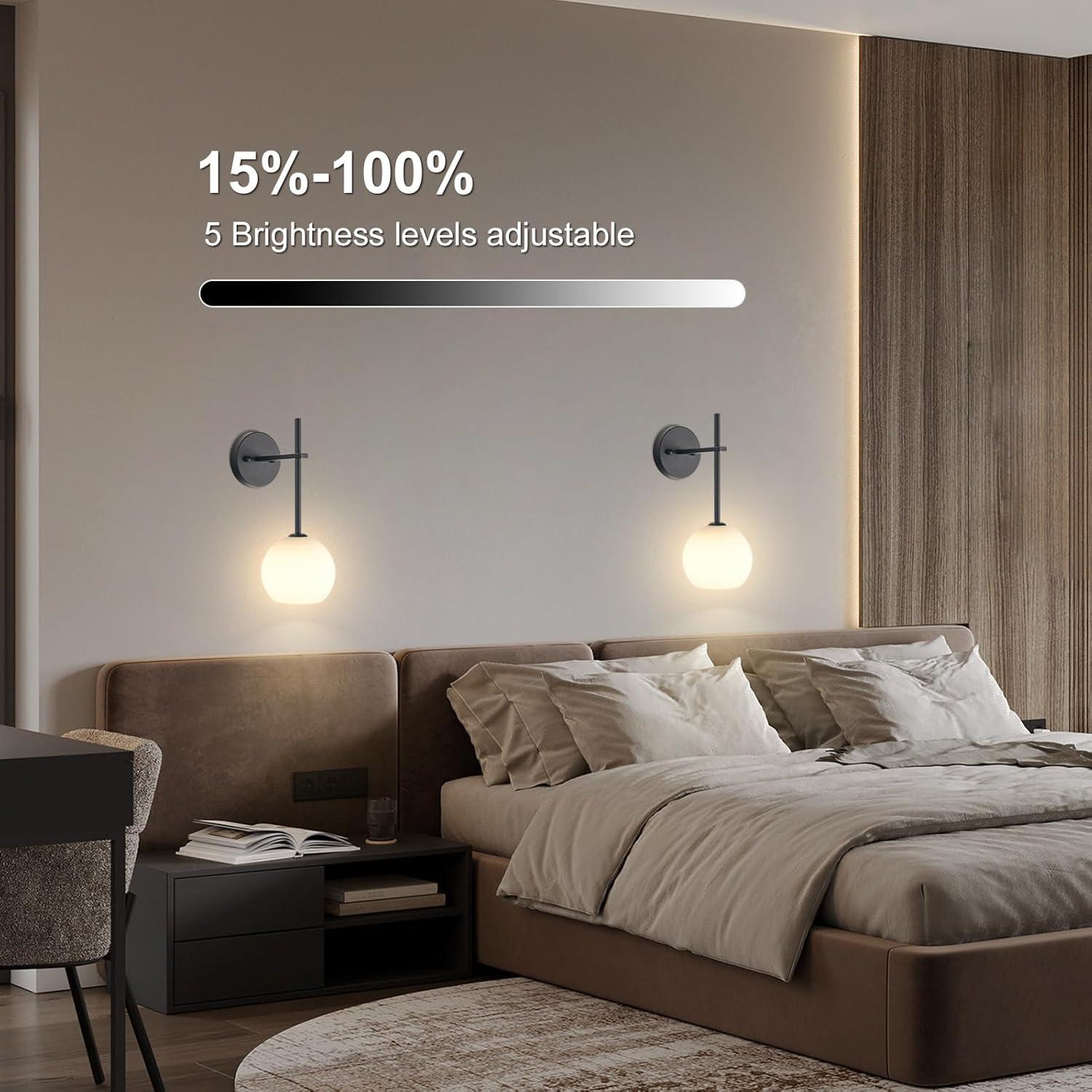 Juego de 2 apliques de pared recargables Keep Shinning negros