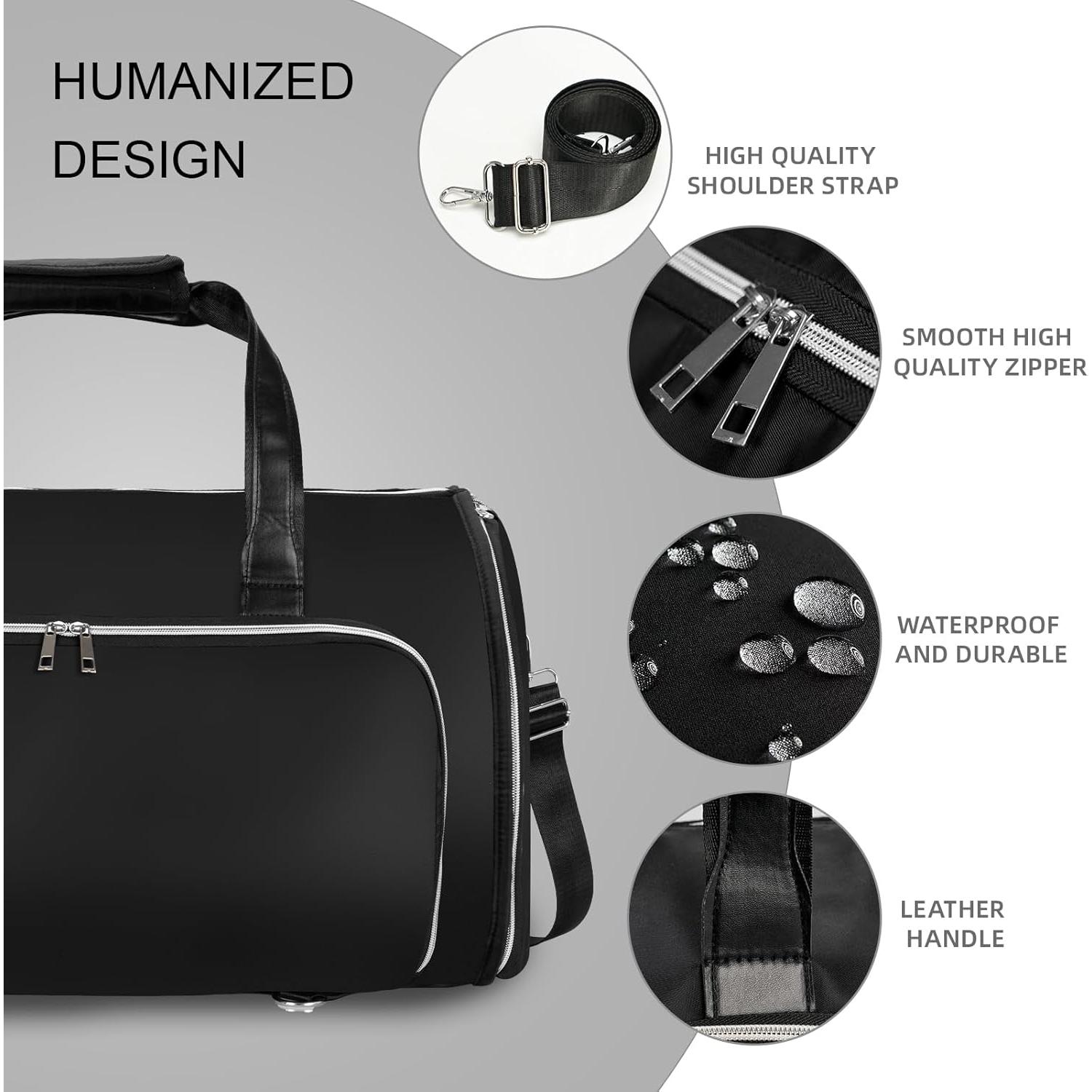 Bolsa de viaje 40L Stillithou negra impermeable con compartimento