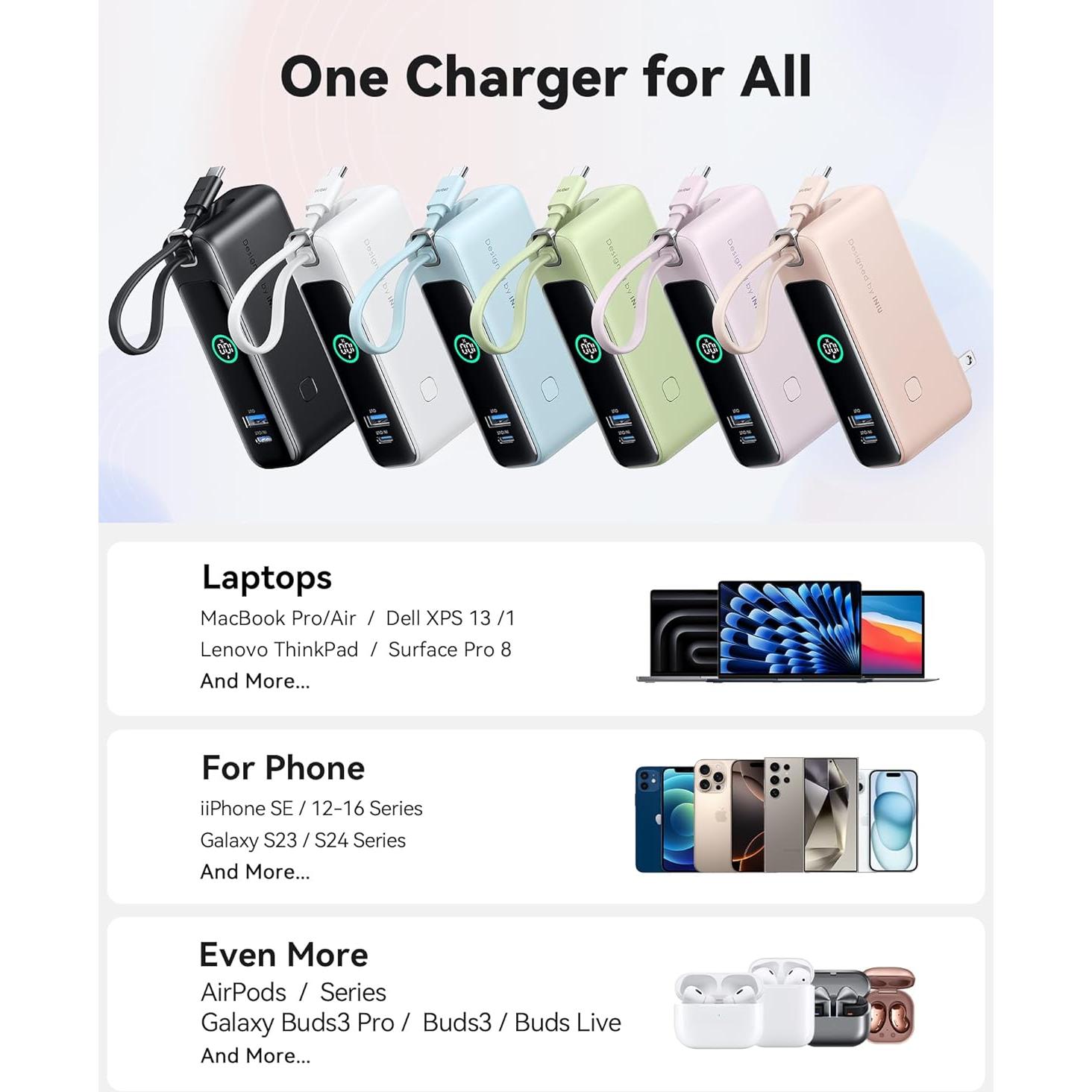 Cargador Portátil INIU 10000mAh 30W Carga Rápida USB-C