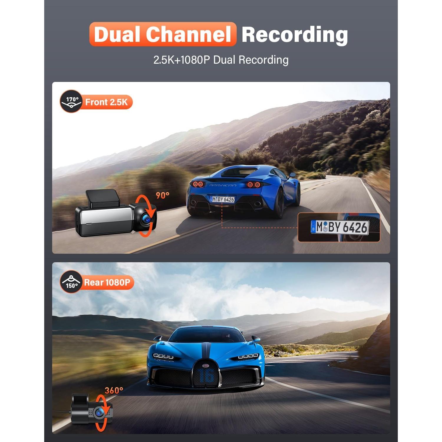 Cámara de Tablero BESTSEE M33 4K/2.5K WiFi GPS Pantalla 1.47"