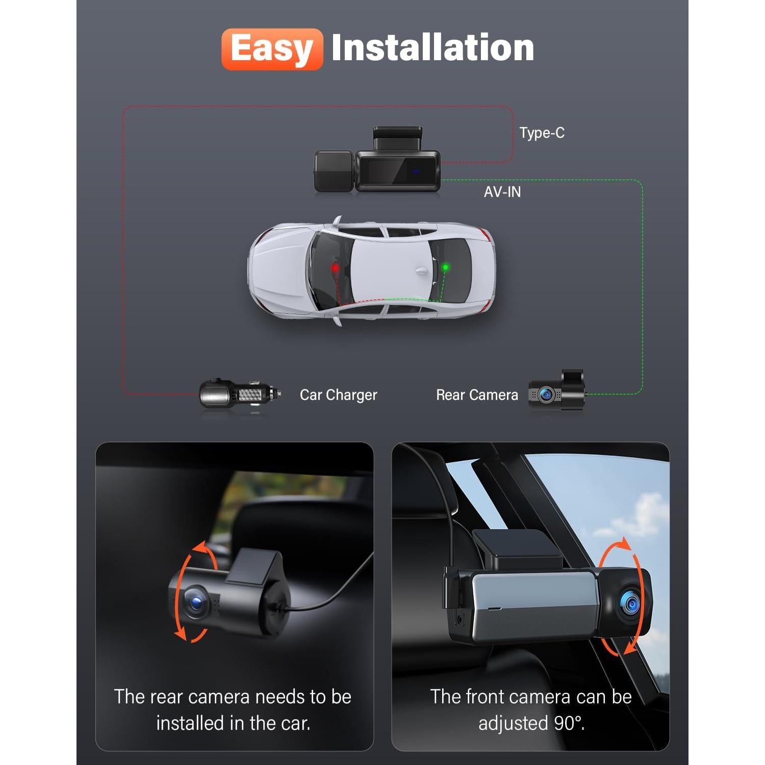Cámara de Tablero BESTSEE M33 4K/2.5K WiFi GPS Pantalla 1.47"