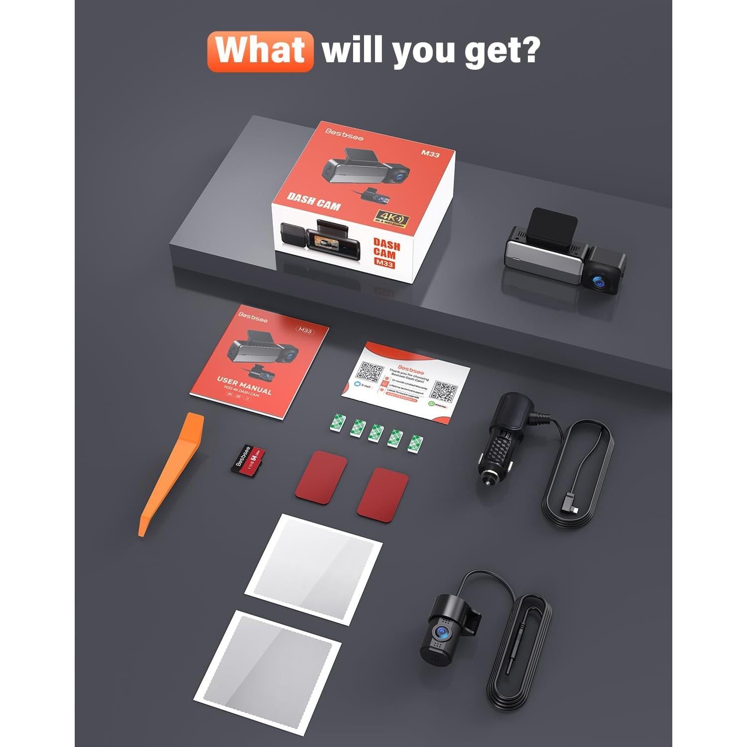 Cámara de Tablero BESTSEE M33 4K/2.5K WiFi GPS Pantalla 1.47"