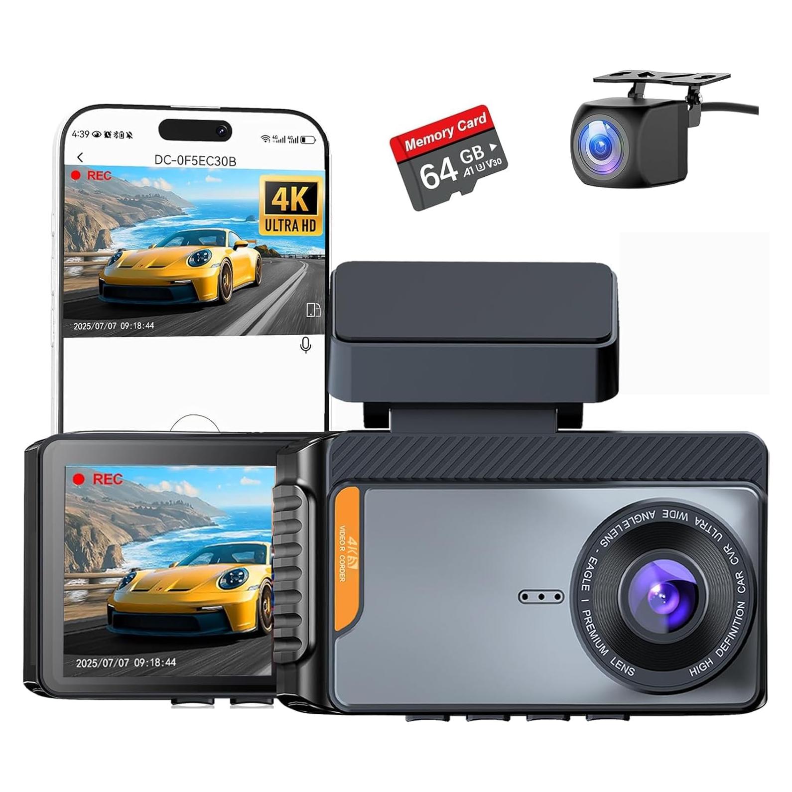 Cámara de tablero 4K Wi-Fi 6 CRROPDA con tarjeta 64GB