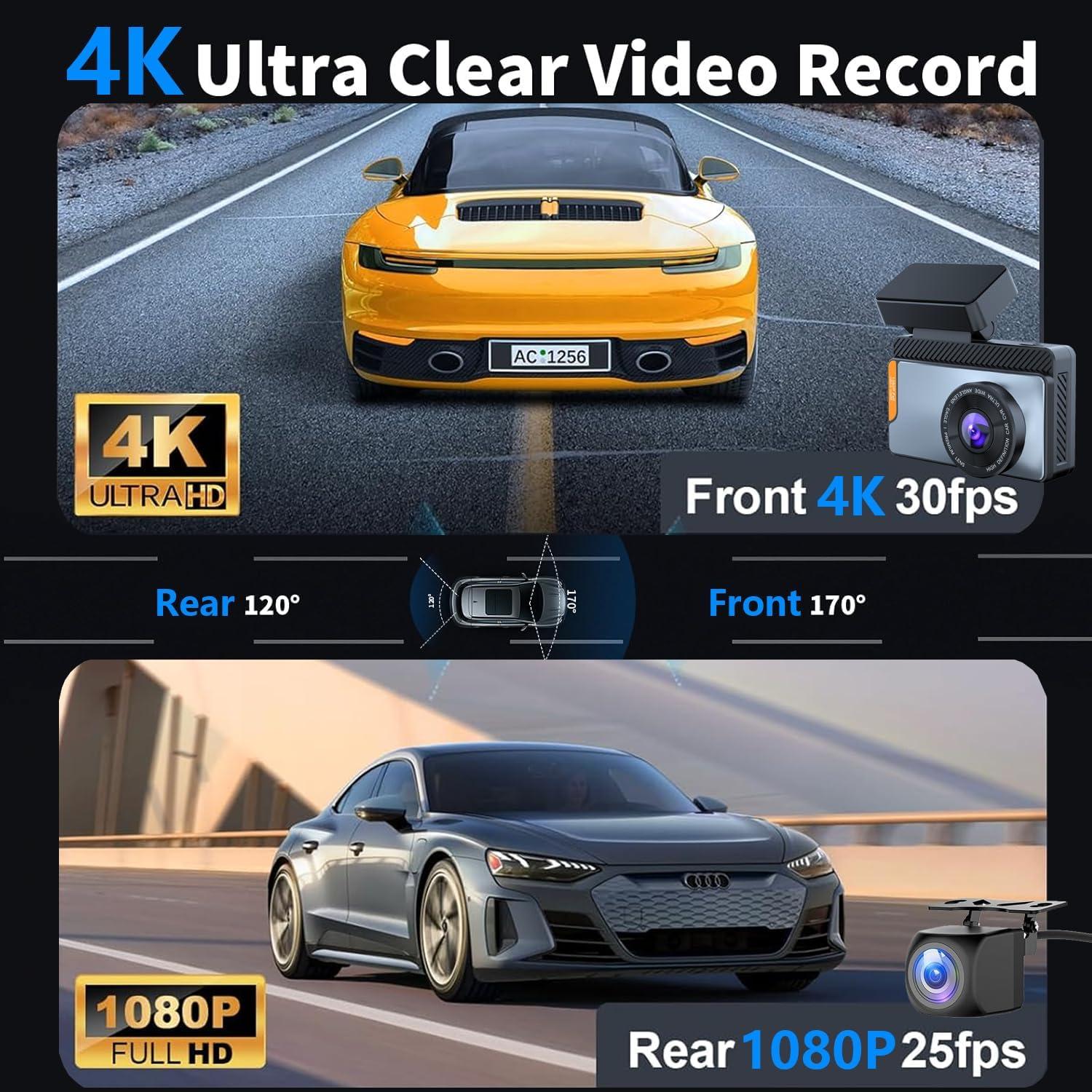 Cámara de tablero 4K Wi-Fi 6 CRROPDA con tarjeta 64GB