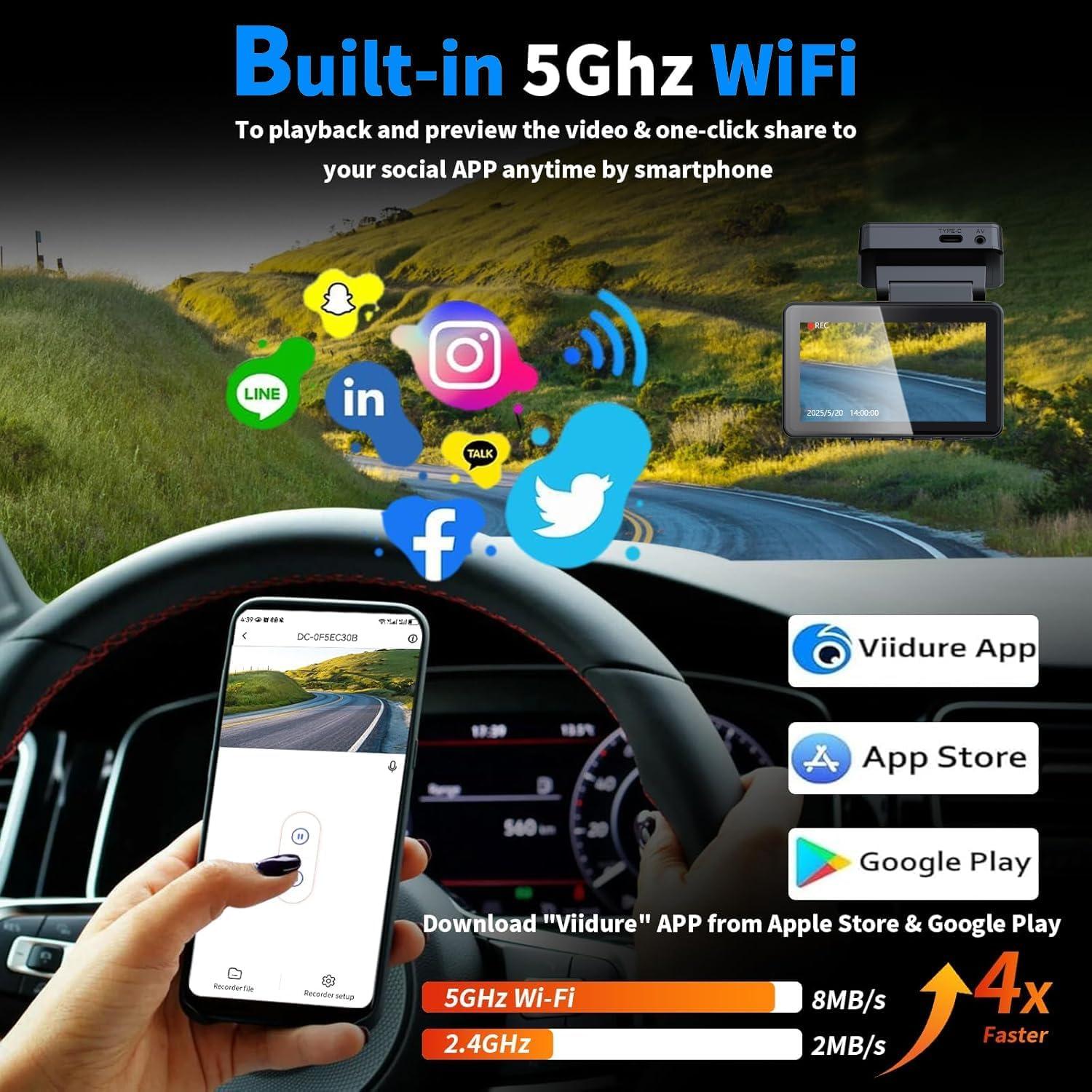 Cámara de tablero 4K Wi-Fi 6 CRROPDA con tarjeta 64GB