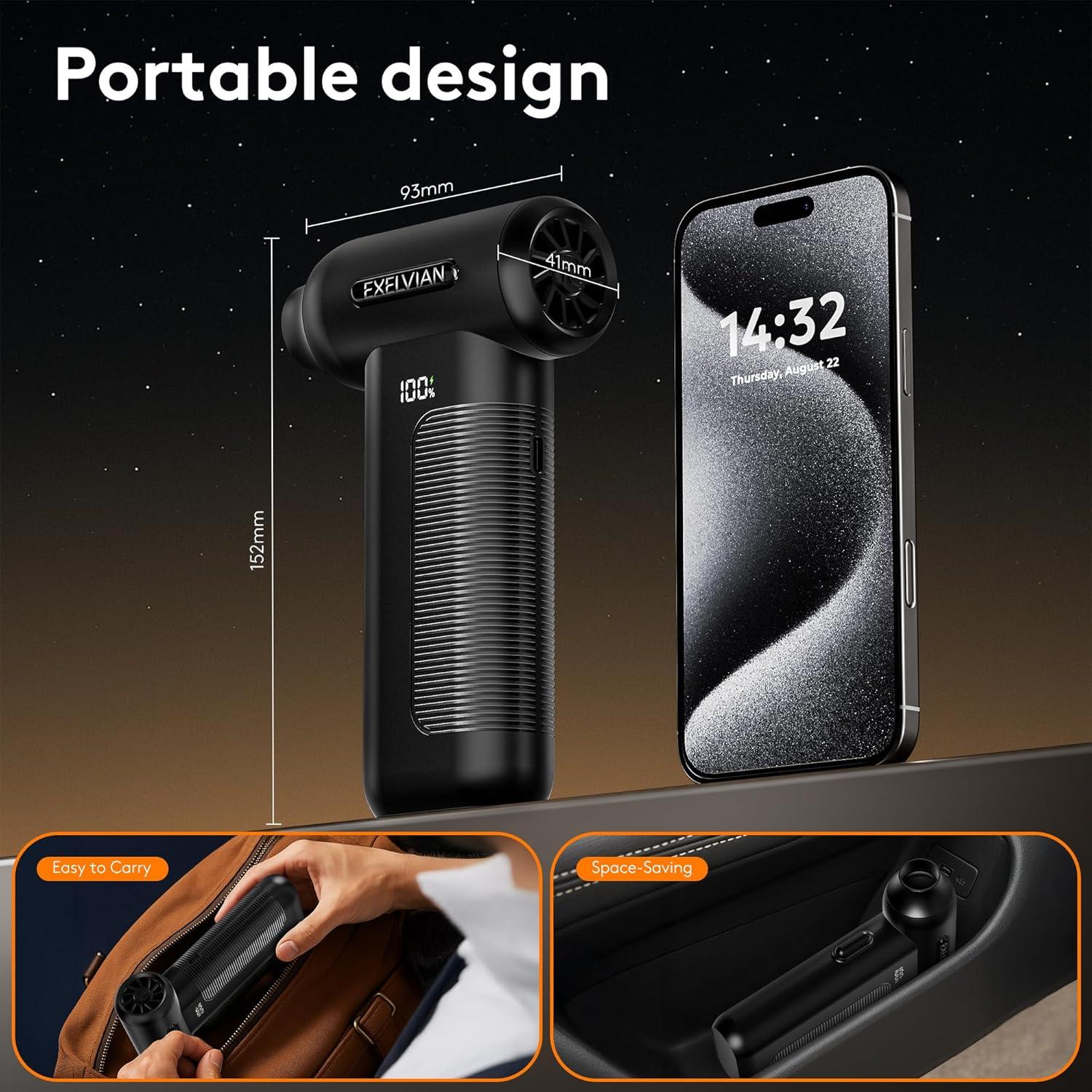 Soplador de Aire Comprimido EXELVIAN 150000RPM 10000mAh 6 Velocidades