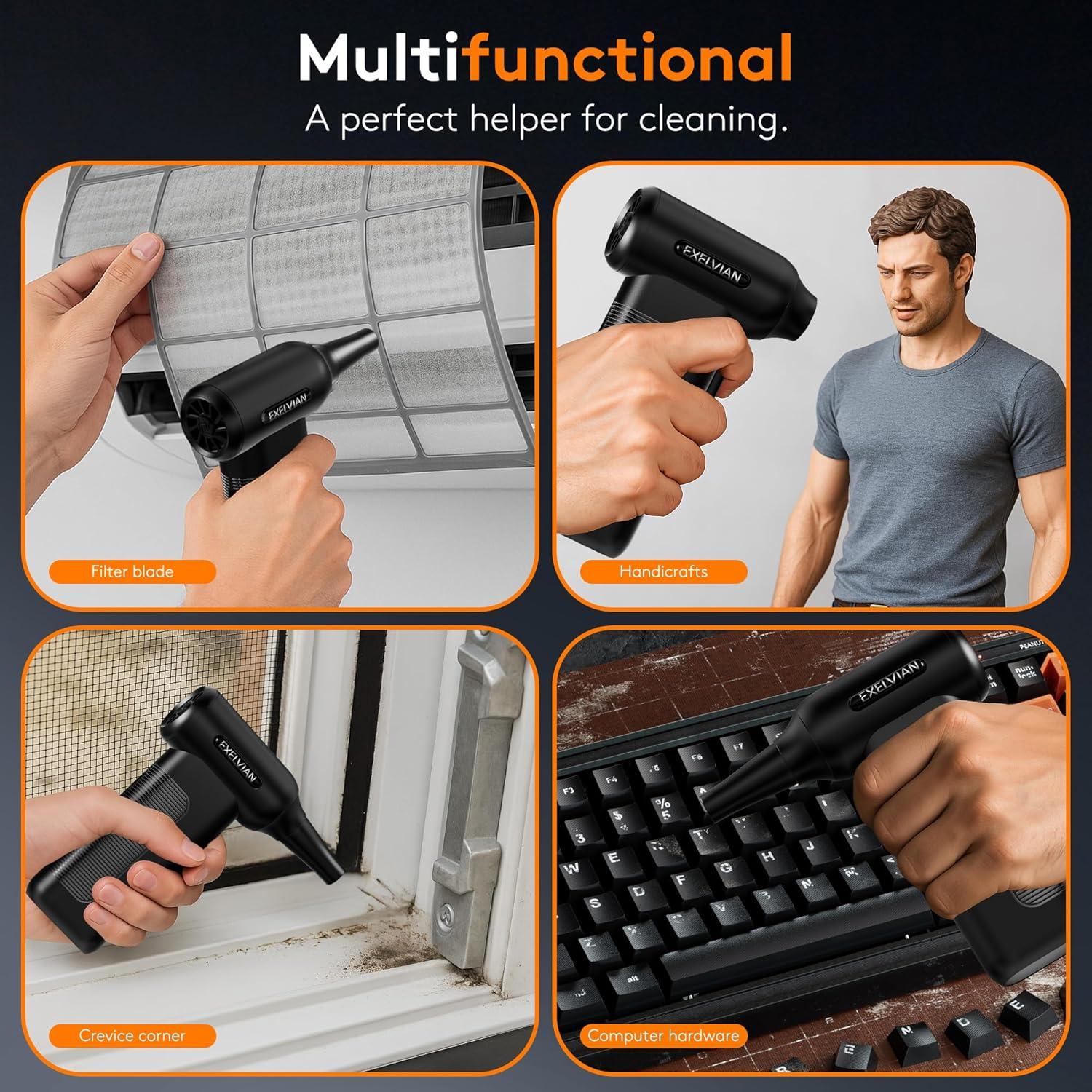 Soplador de Aire Comprimido EXELVIAN 150000RPM 10000mAh 6 Velocidades