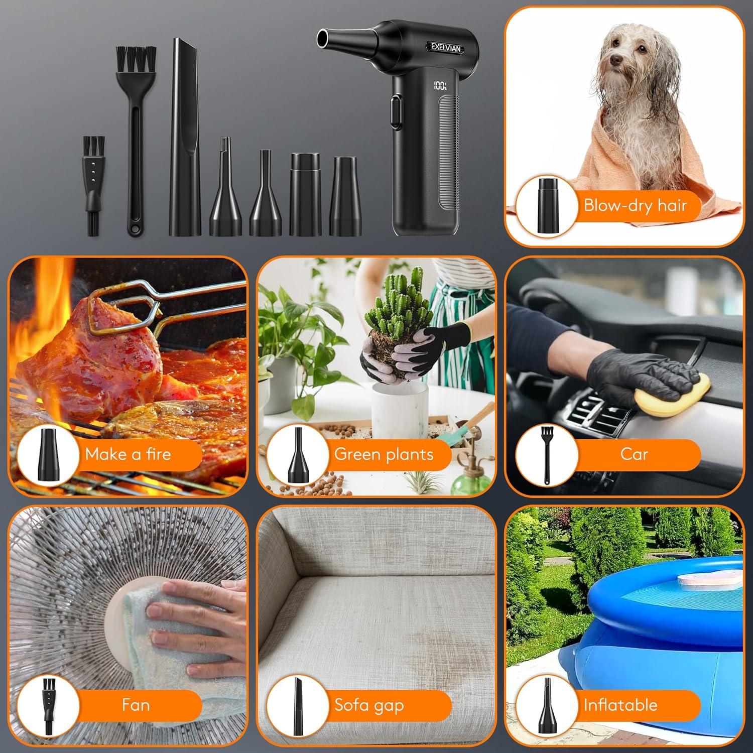 Soplador de Aire Comprimido EXELVIAN 150000RPM 10000mAh 6 Velocidades