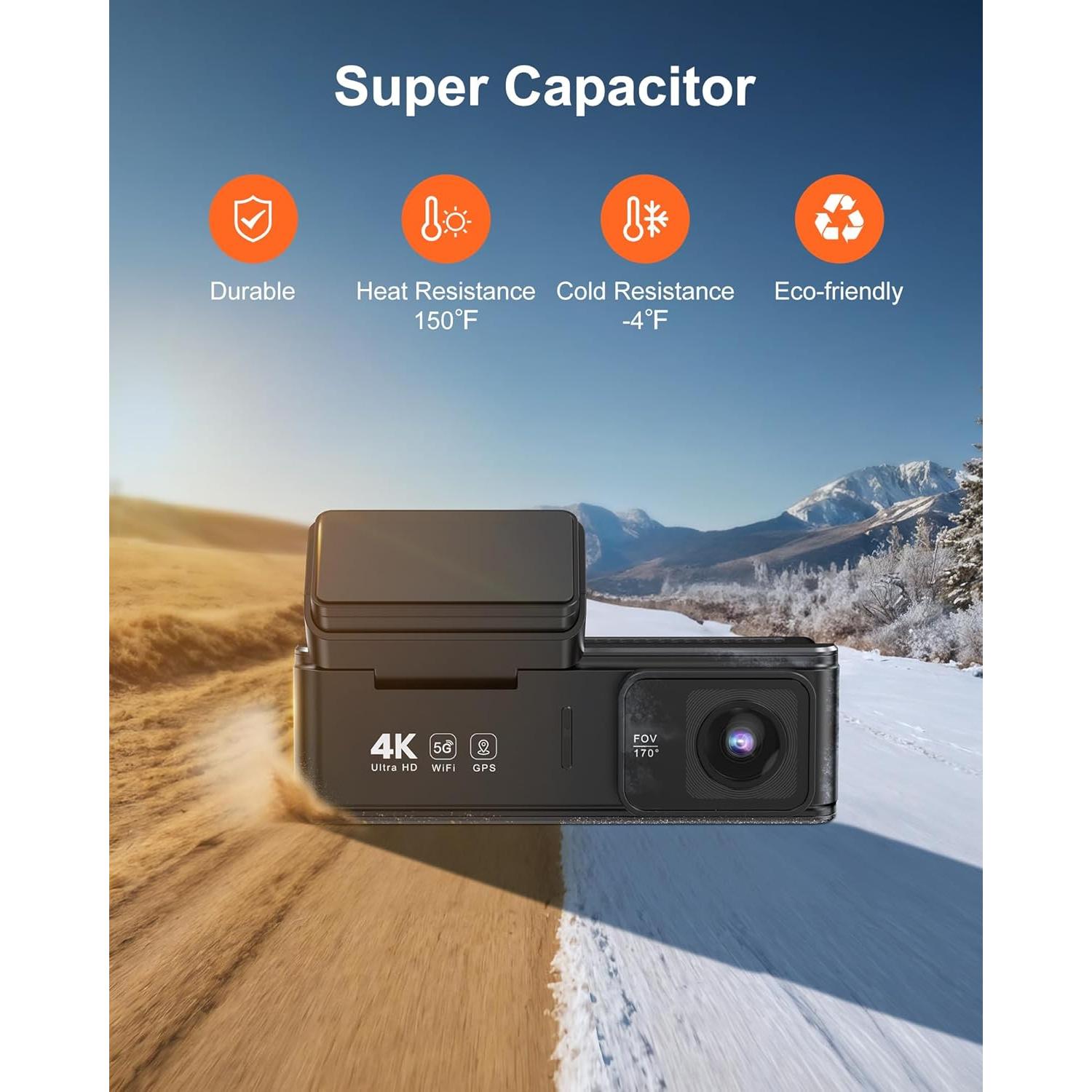 Cámara de tablero dual 4K+1080P CamNim con GPS y WiFi