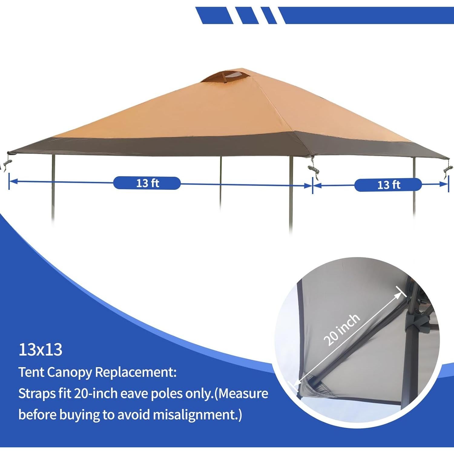 Cubierta de Reemplazo Toldos 13x13 SHADCANOVA Oxford 300D