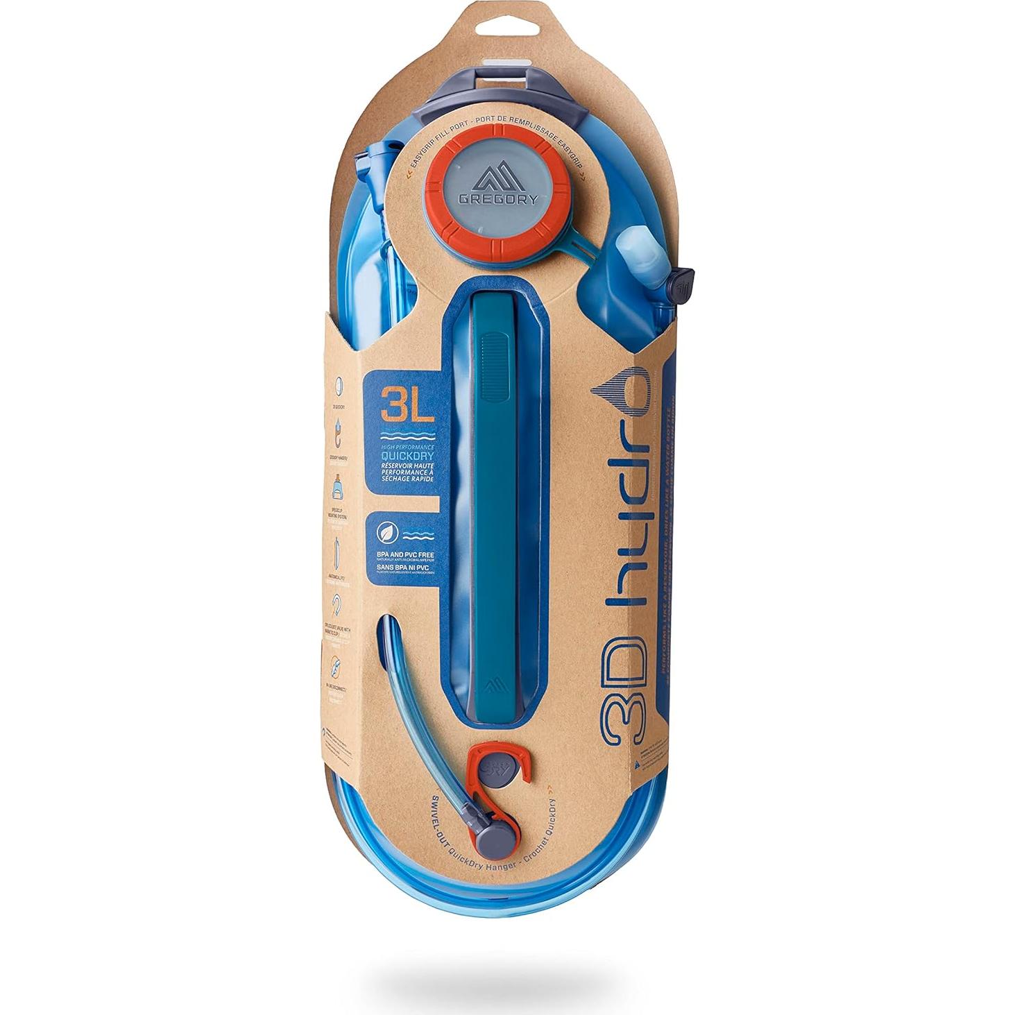 Reservorio de Agua Gregory Hydro 3L para Senderismo Océano/Naranja