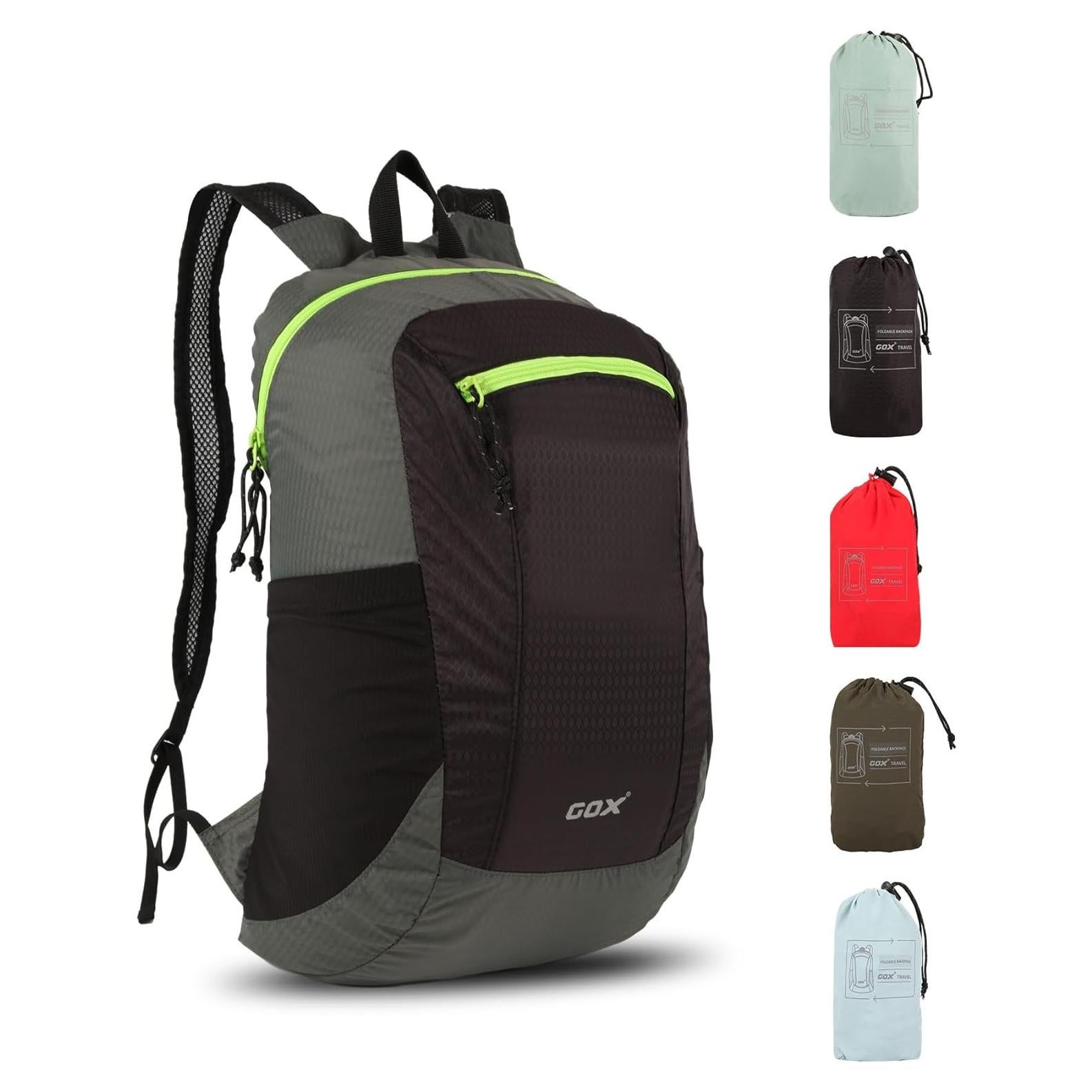 Mochila Plegable 20L Gox Negra para Viajes y Camping