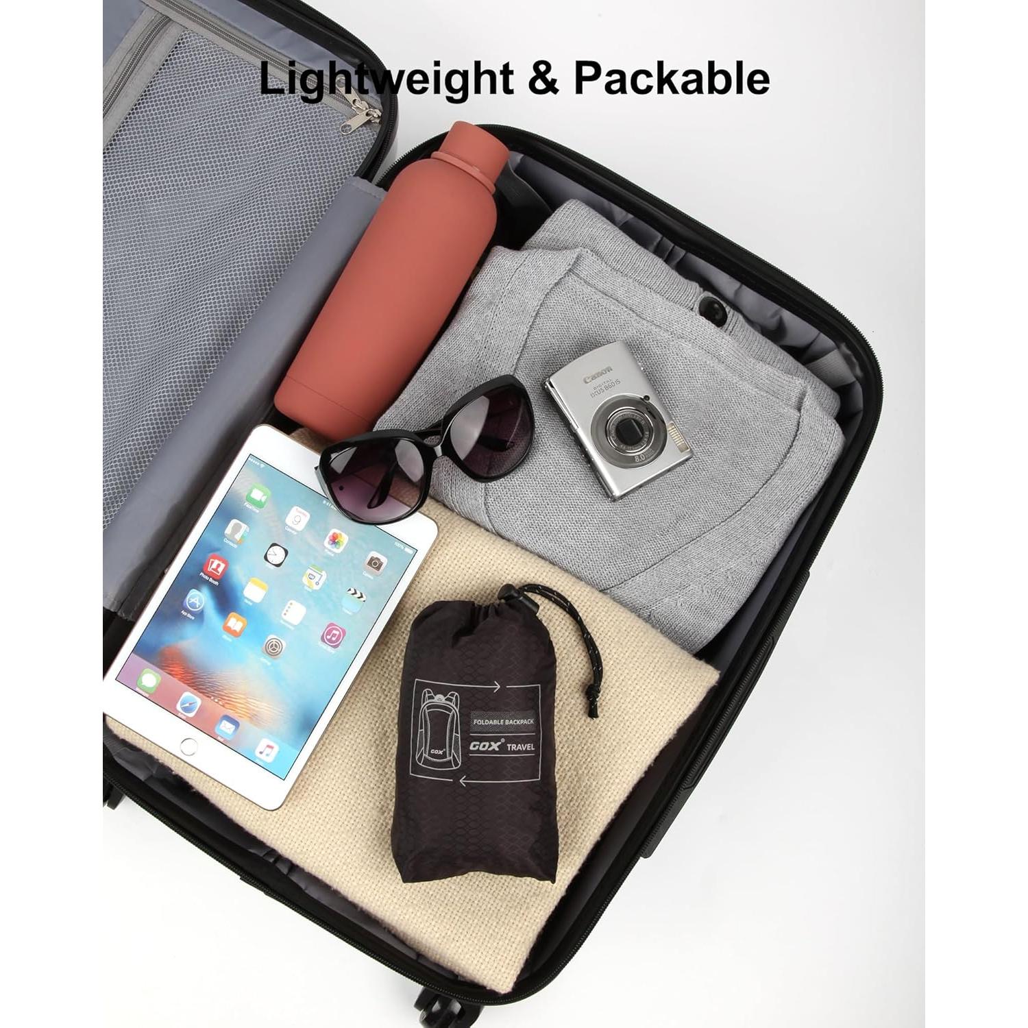 Mochila Plegable 20L Gox Negra para Viajes y Camping