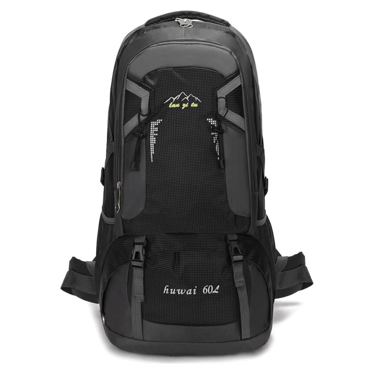 Mochila de Senderismo PRYZALO 60L Impermeable Unisex Negra