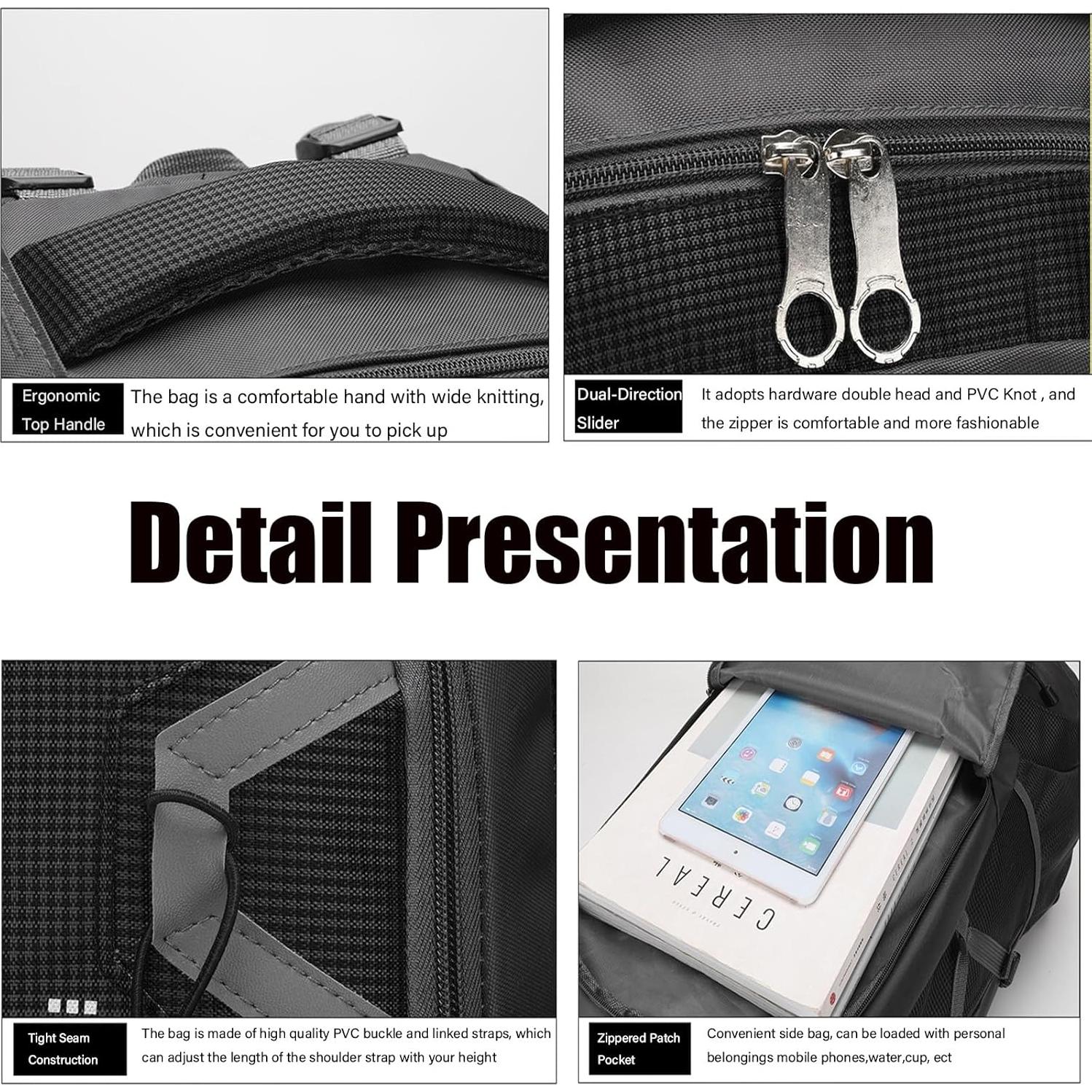 Mochila de Senderismo PRYZALO 60L Impermeable Unisex Negra