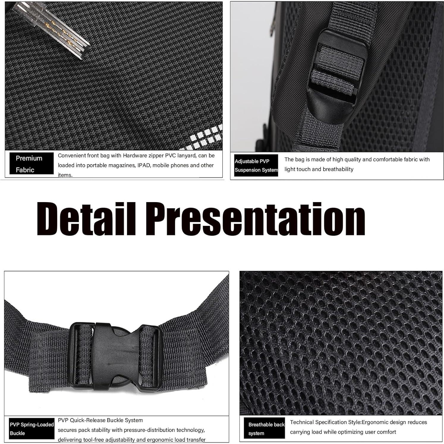 Mochila de Senderismo PRYZALO 60L Impermeable Unisex Negra