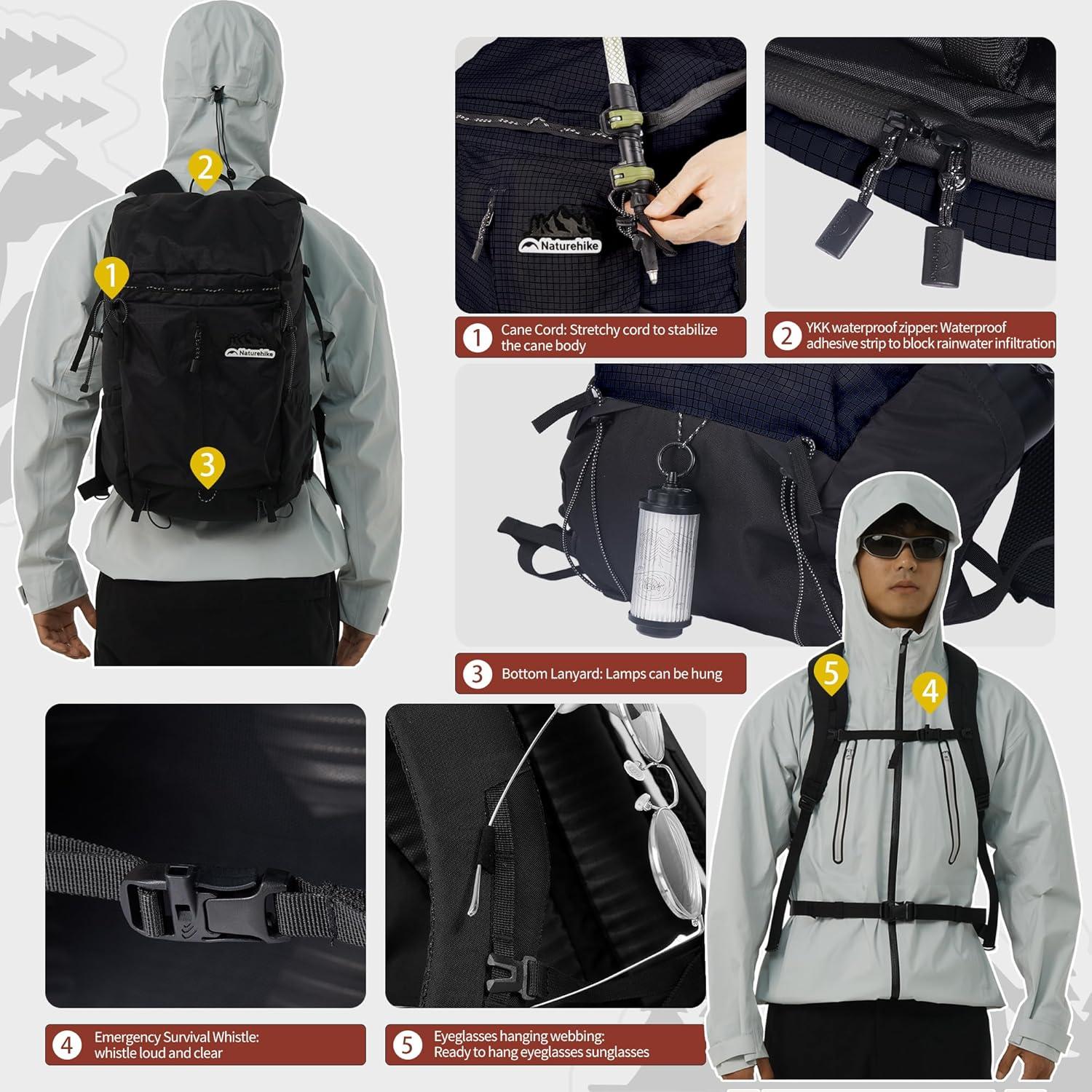 Mochila de Senderismo Naturehike 30+5L Unisex con Sistema AIR