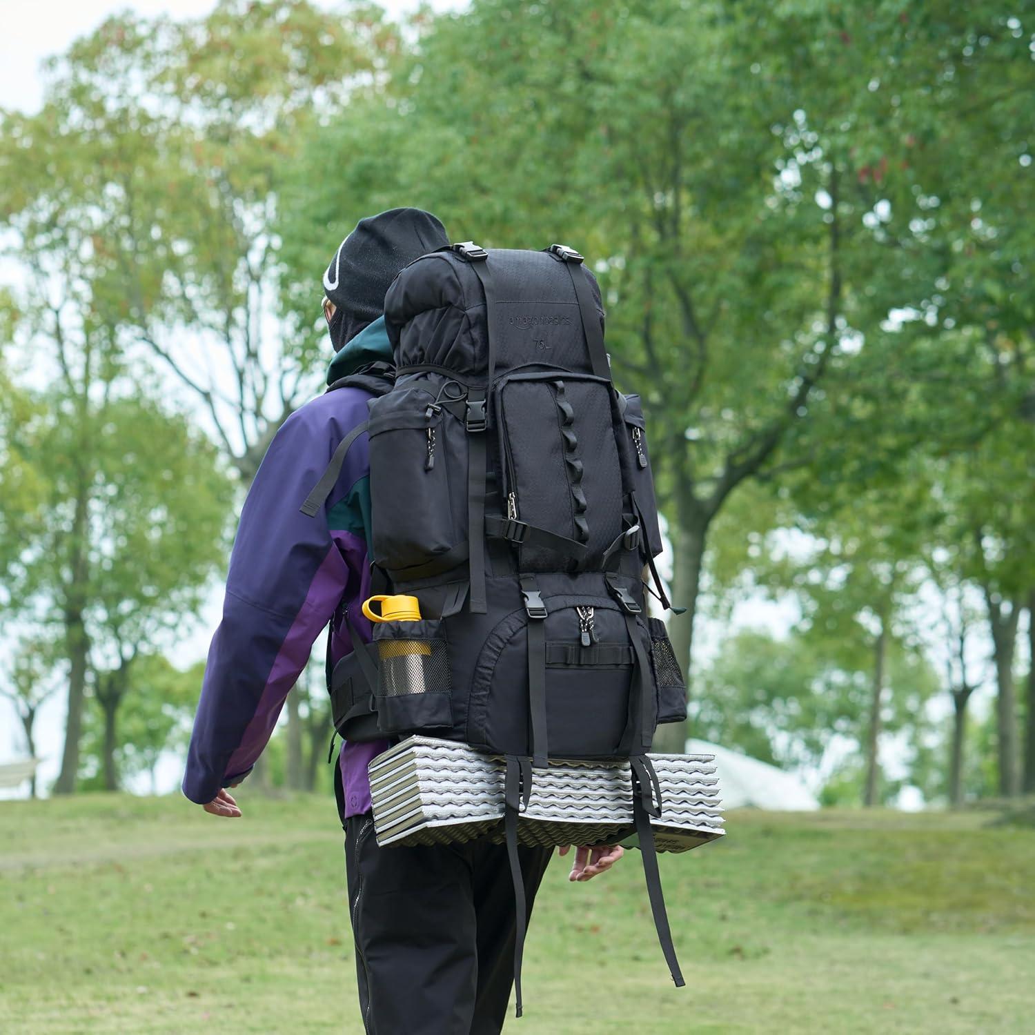 Mochila de Senderismo Amazon Basics 75L con Cubierta de Lluvia