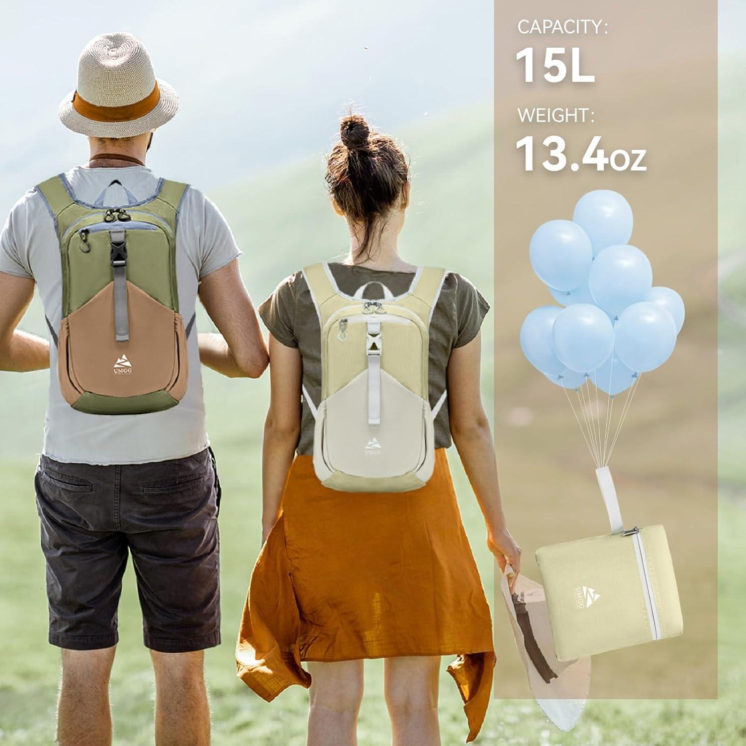 Mochila de Senderismo Plegable UMGG 15L Beige Unisex