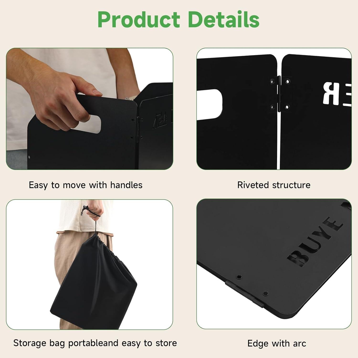 Paravientos GEEKHOM para Estufa de Camping 3 Paneles Plegable