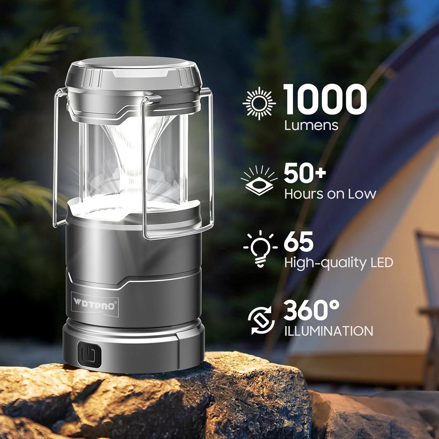 Paquete de 2 Linternas de Camping WdtPro 65 LED Recargables