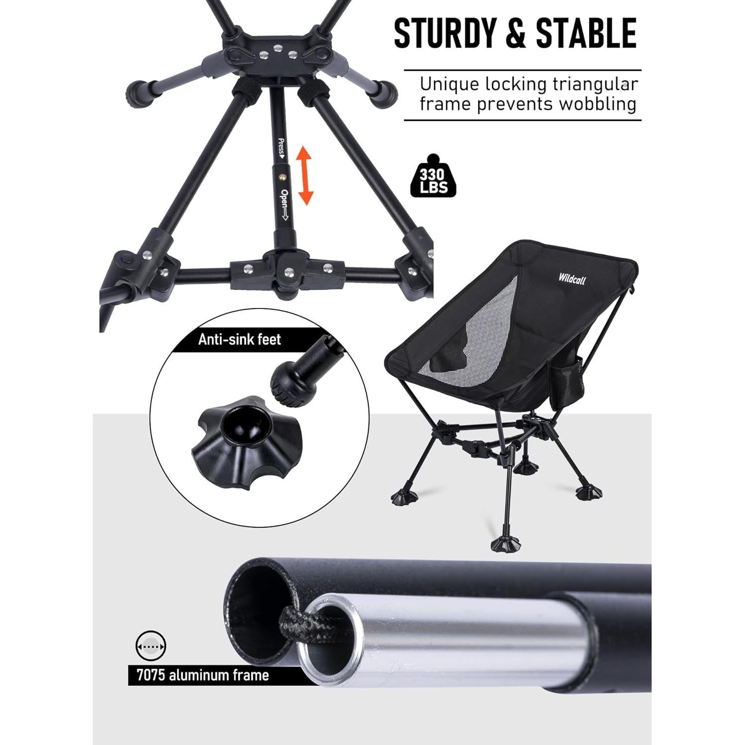 Silla de Camping Plegable WildCall 1.4 kg Antihundimiento