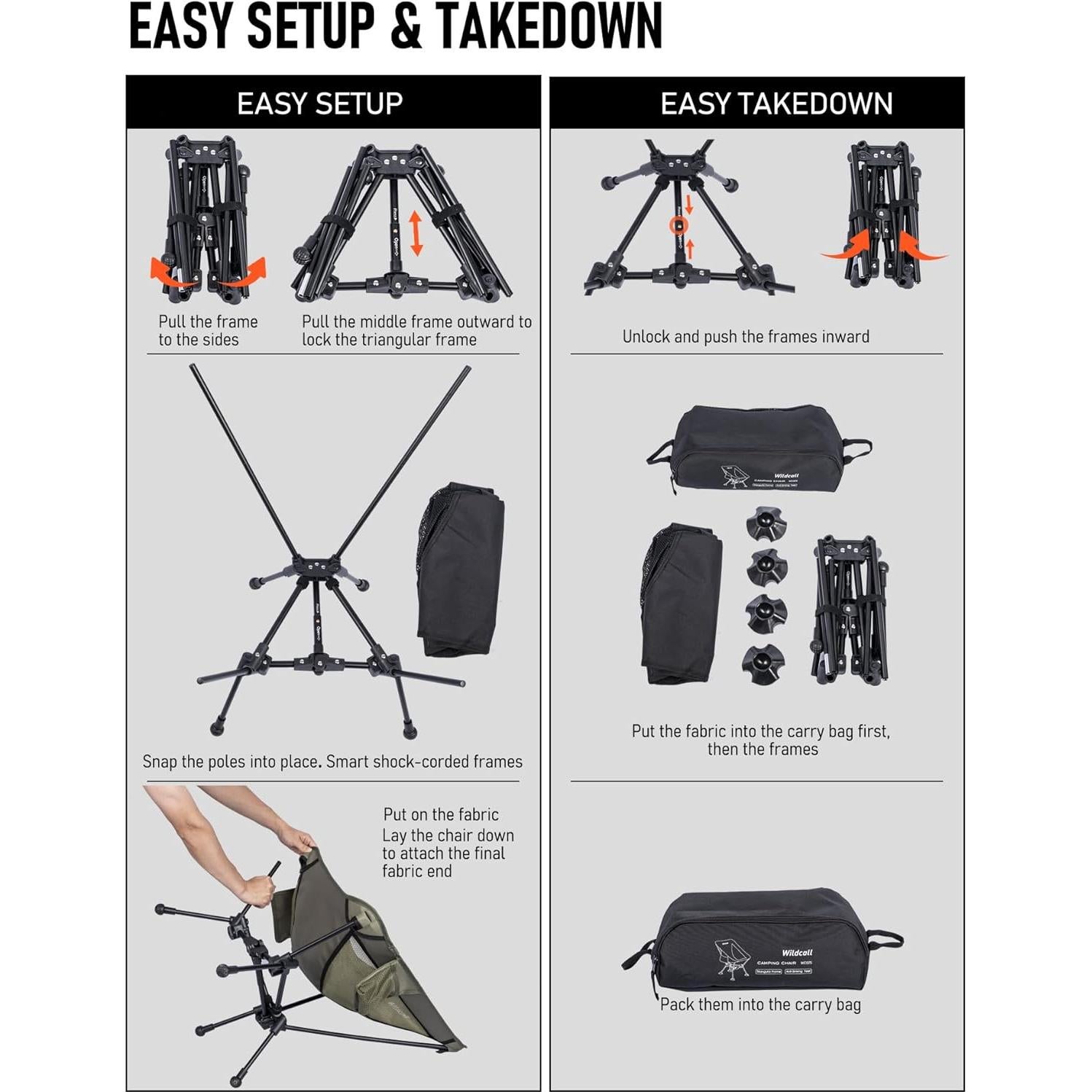 Silla de Camping Plegable WildCall 1.4 kg Antihundimiento