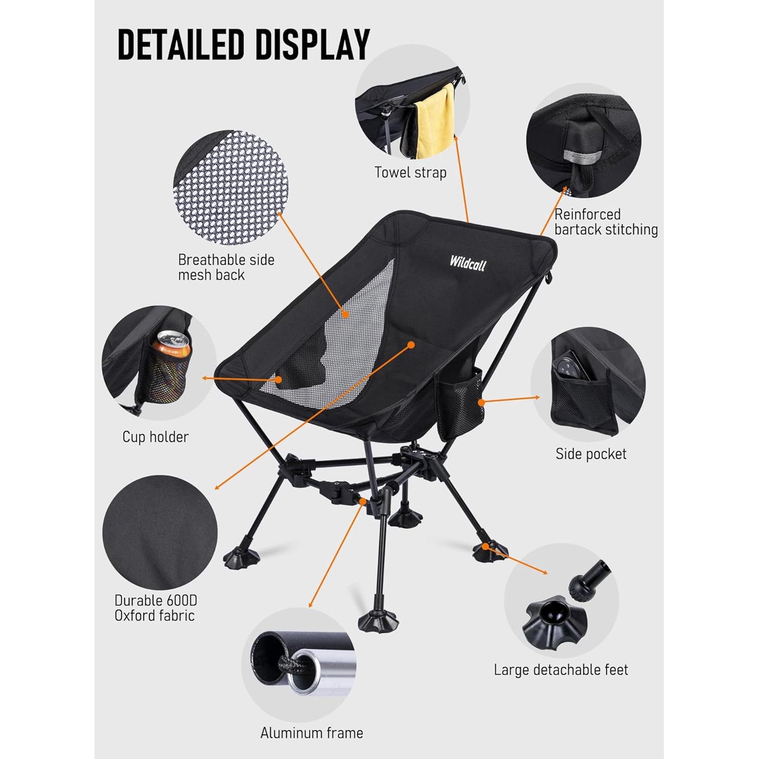 Silla de Camping Plegable WildCall 1.4 kg Antihundimiento