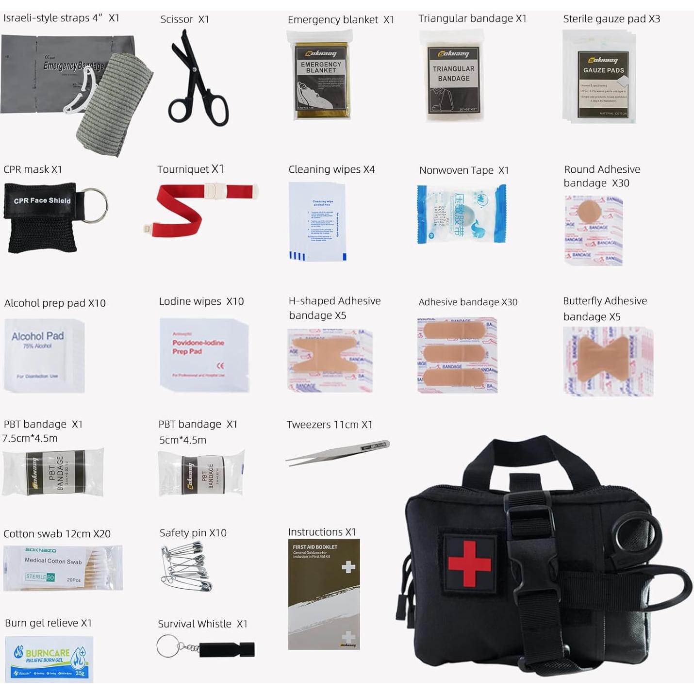 Kit de Primeros Auxilios IFAK Soknazq Negro 18x14cm