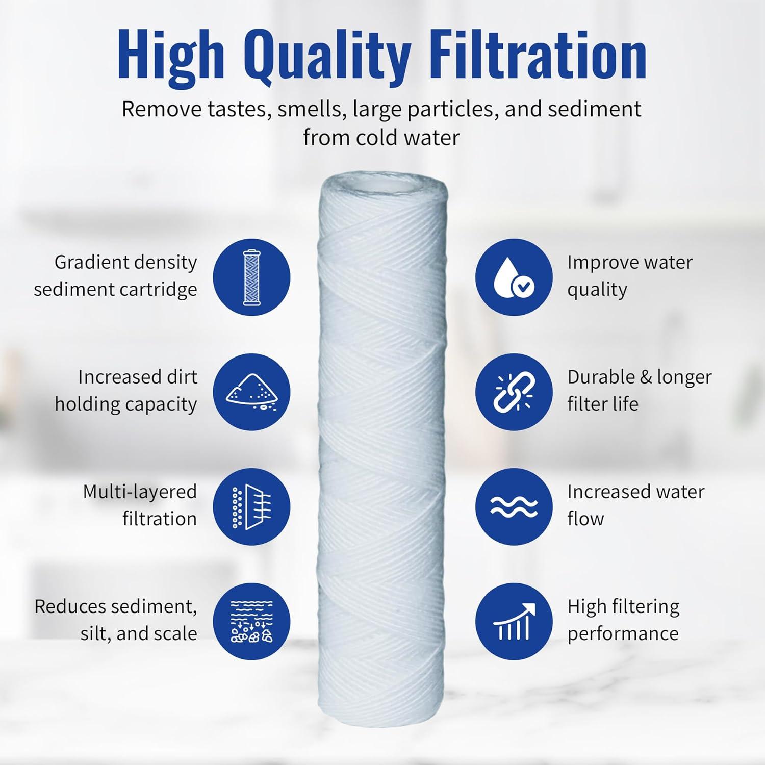 Filtro de Agua de Sedimento CFS 5 Micrones Paquete de 5