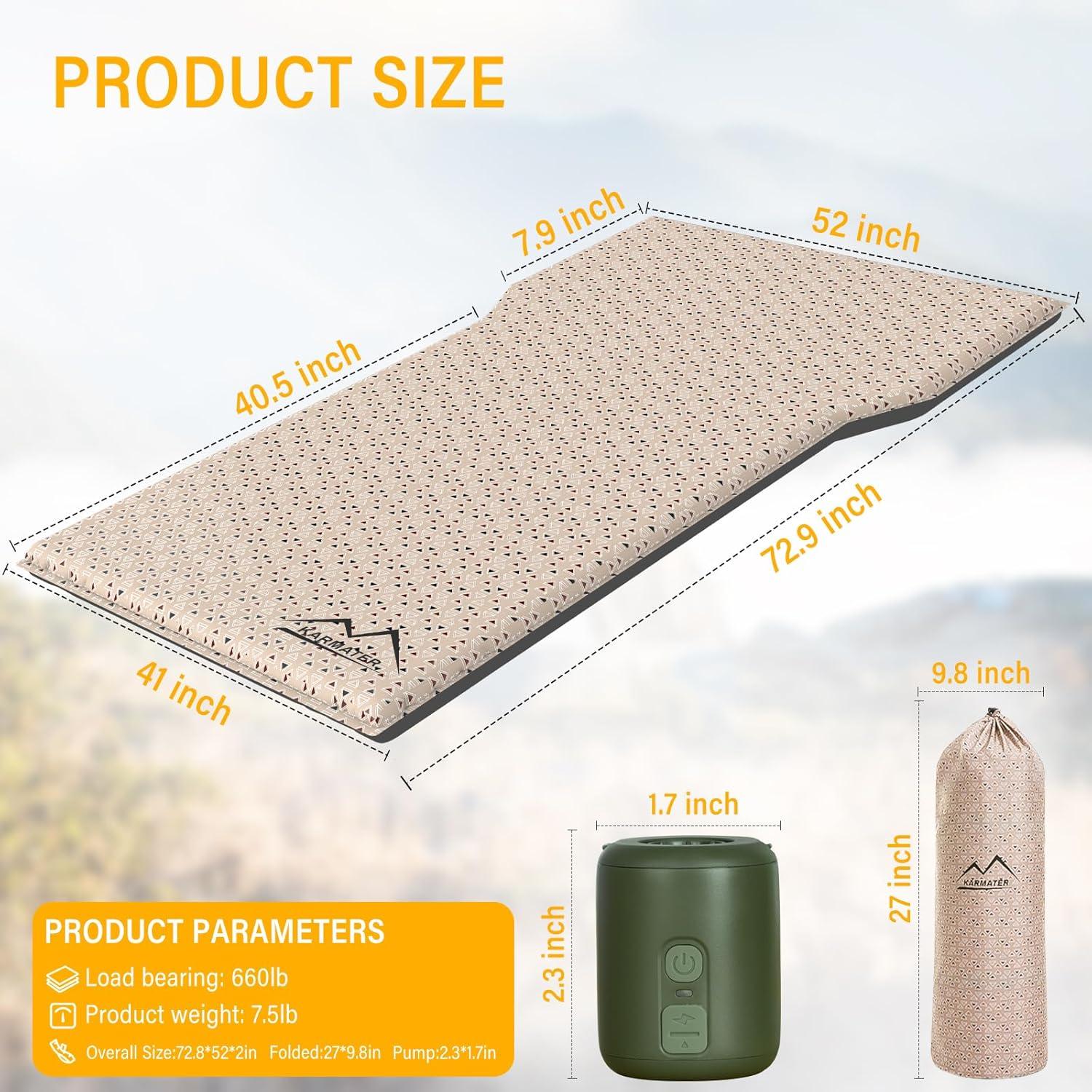 Colchón Inflable M KARMATER RM500 para SUV con Bomba de Aire