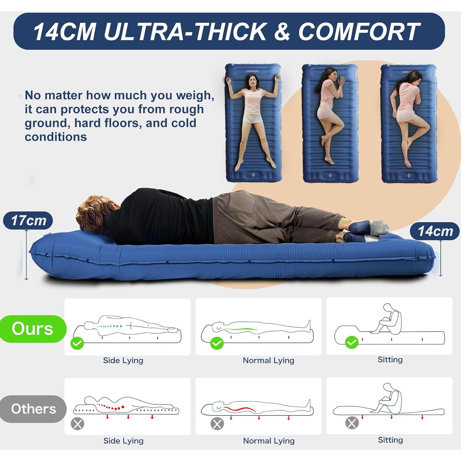 Almohadilla de dormir autoinflable Origem 199.5x76cm 14cm gruesa