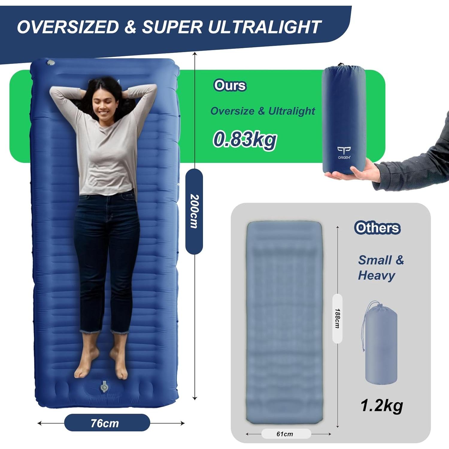 Almohadilla de dormir autoinflable Origem 199.5x76cm 14cm gruesa