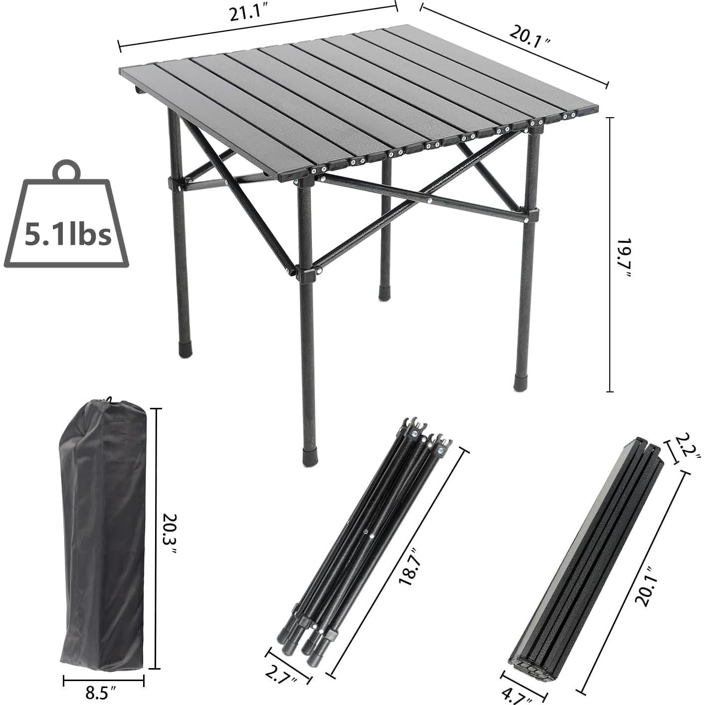 Mesa de Camping Plegable Wind Tour Aluminio 50.8x53.4cm Negra