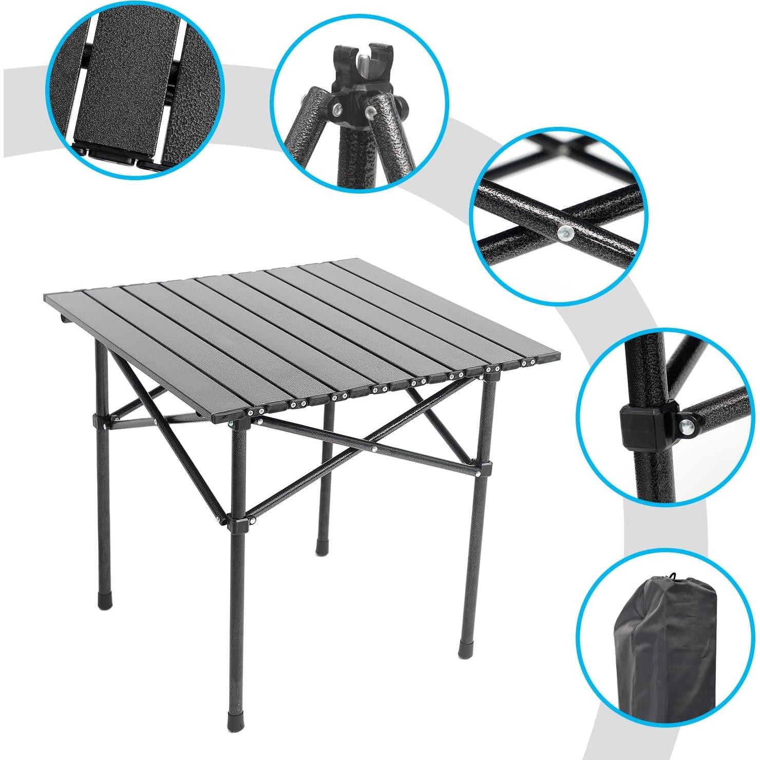 Mesa de Camping Plegable Wind Tour Aluminio 50.8x53.4cm Negra
