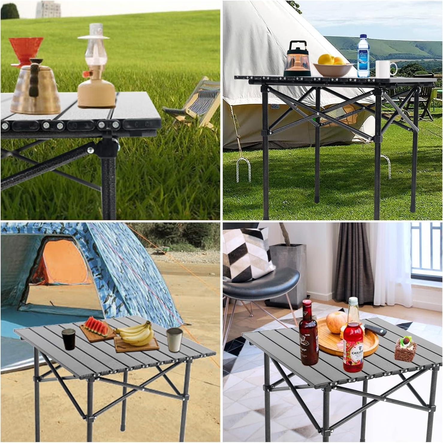 Mesa de Camping Plegable Wind Tour Aluminio 50.8x53.4cm Negra