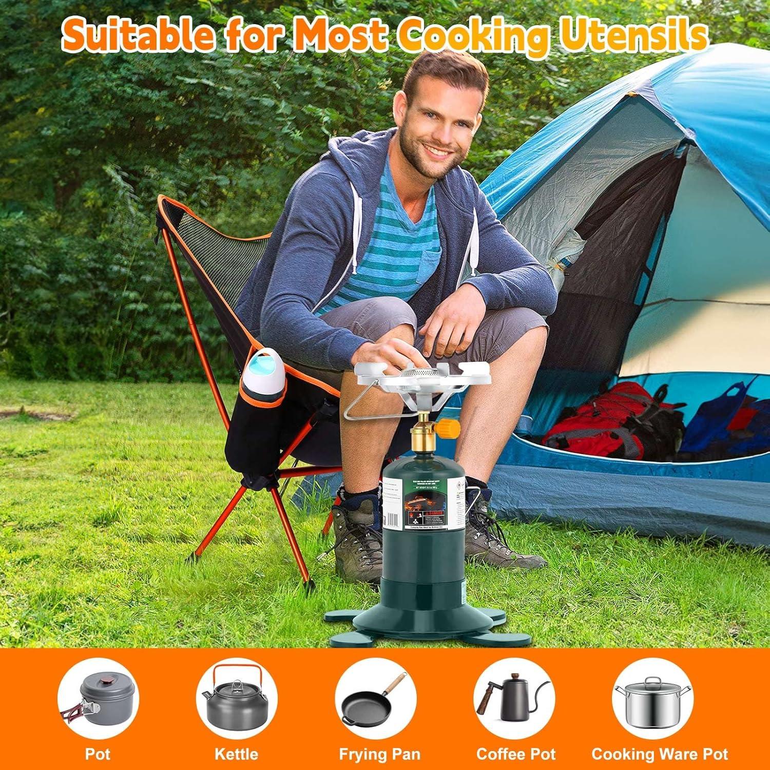 Estufa de Camping Portátil Propano LFK Verde, Quemador Ajustable