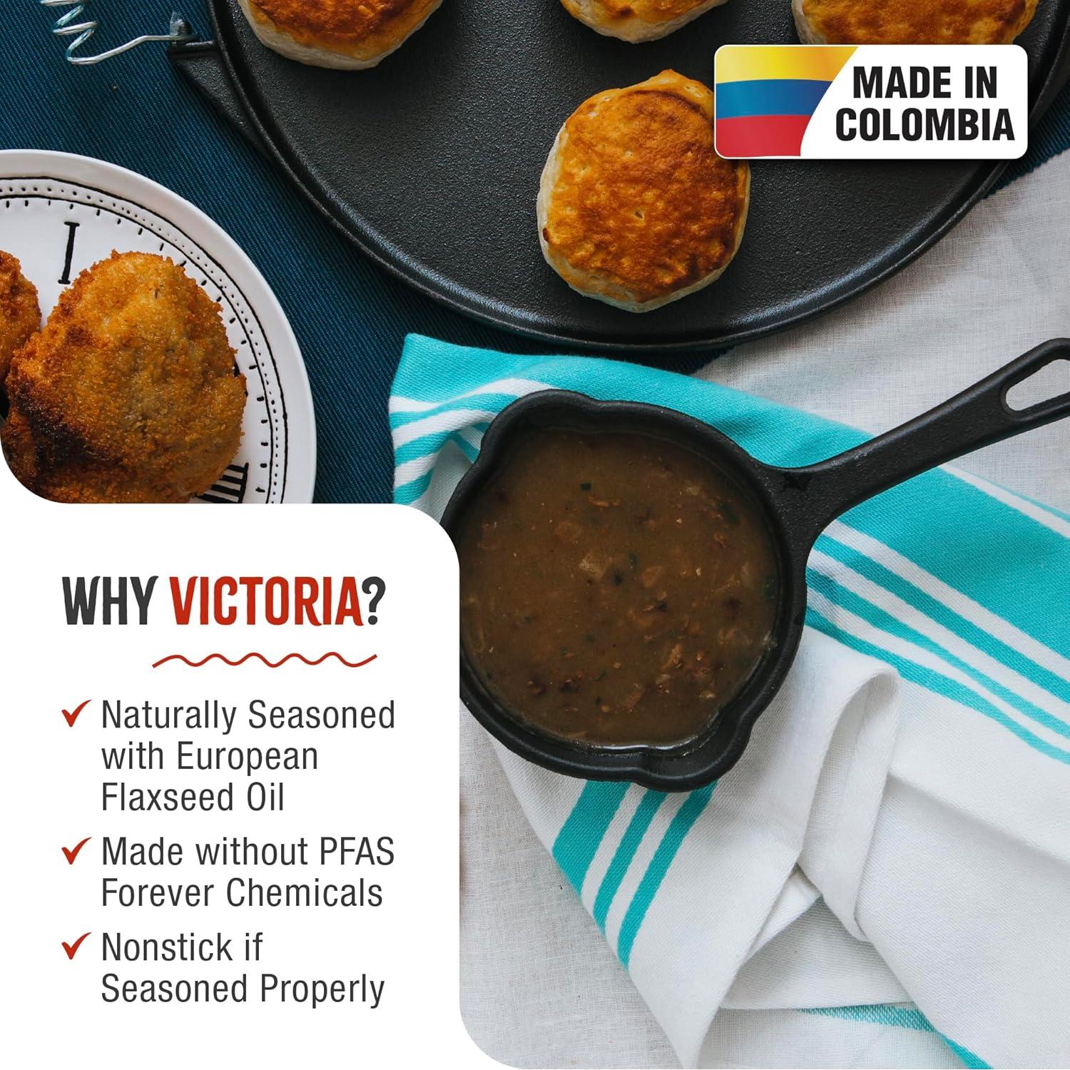 Cacerola de Hierro Fundido Victoria 0.5 Cuartos Sazonada