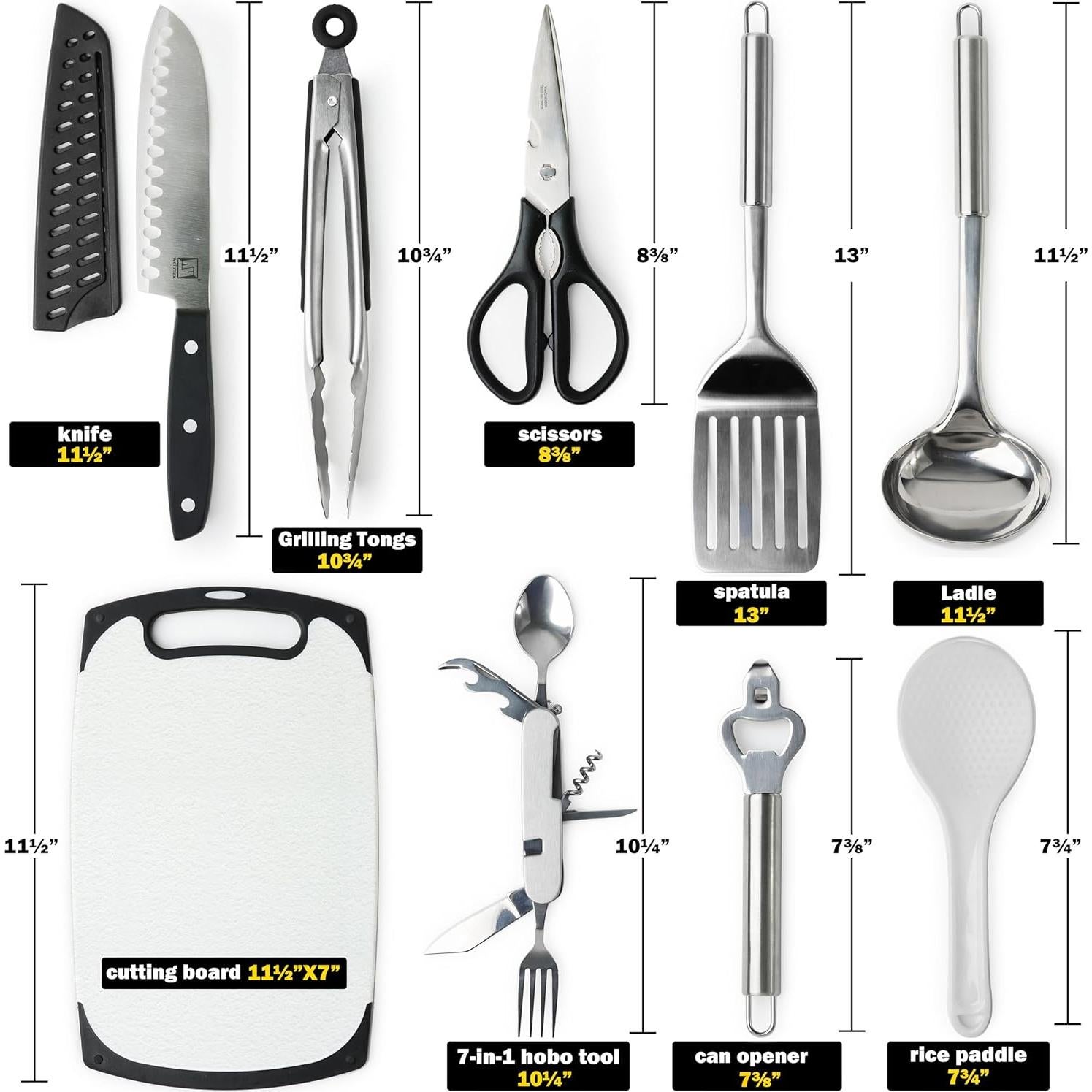 Set de Cocina Wellmax 10 Piezas Acero Inoxidable Camping Gris