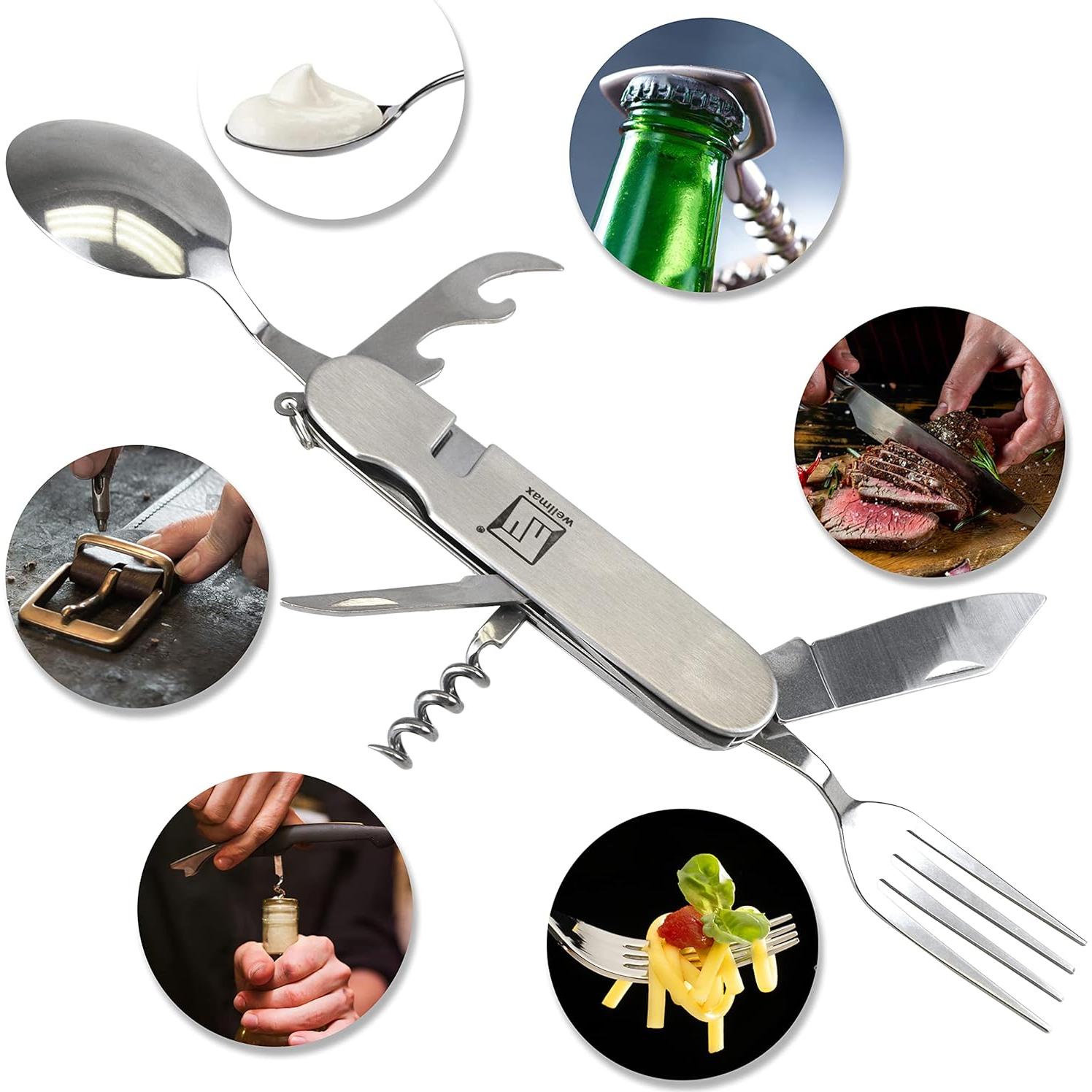 Set de Cocina Wellmax 10 Piezas Acero Inoxidable Camping Gris