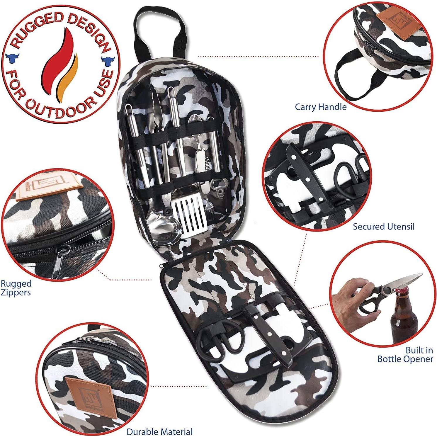 Set de Cocina Wellmax 10 Piezas Acero Inoxidable Camping Gris